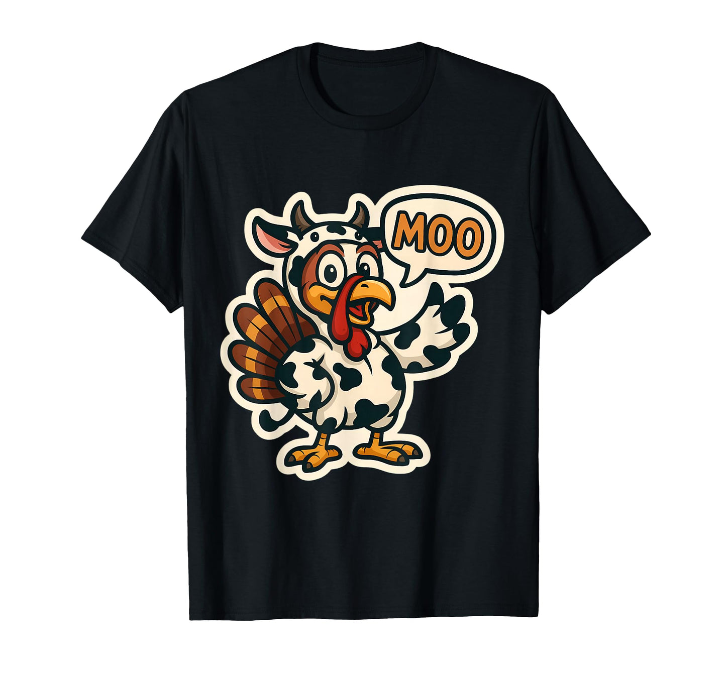 Turkey Dressed As Cow Costume Moo Funny Thanksgiving Joke T-Shirt