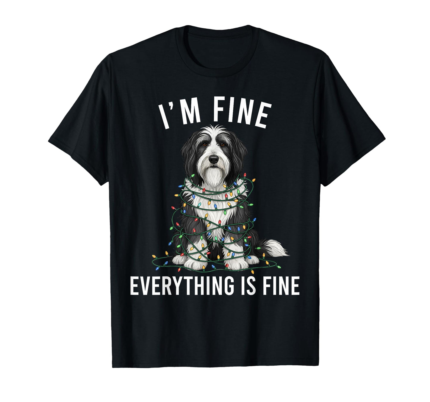 Bearded Collie Christmas I'm Fine Everything is Fine T-Shirt