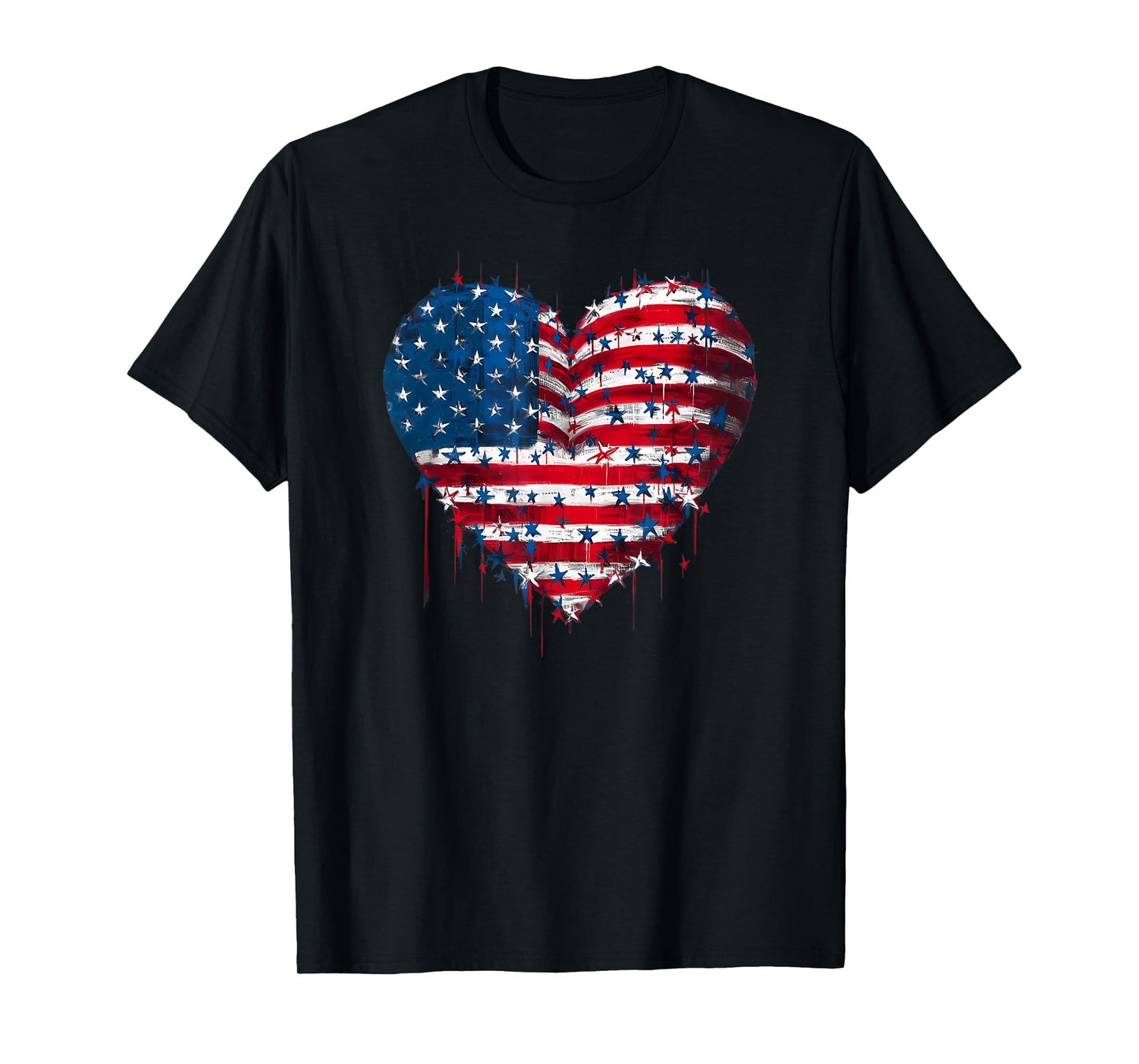 USA Flag Patriotic American Heart Armed Forces 4th of July T-Shirt