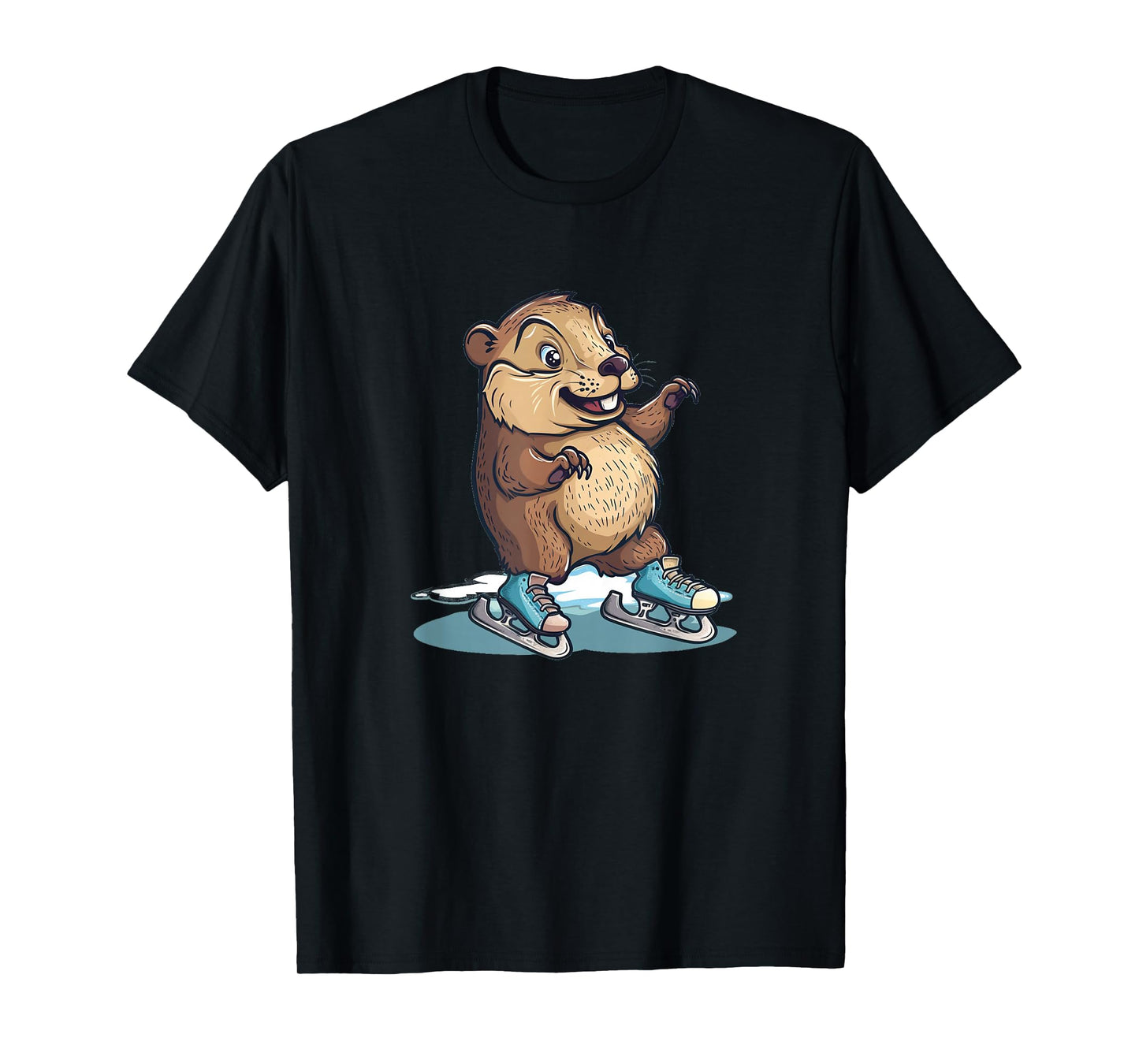 Winter Skater Beaver Graphic for a Joyful Snow Day T-Shirt