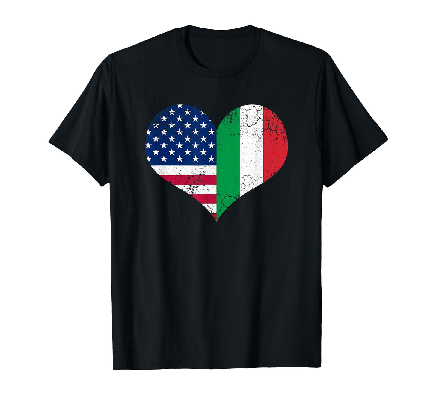 Italian American Flag Heart Love USA Italia Italy T-Shirt