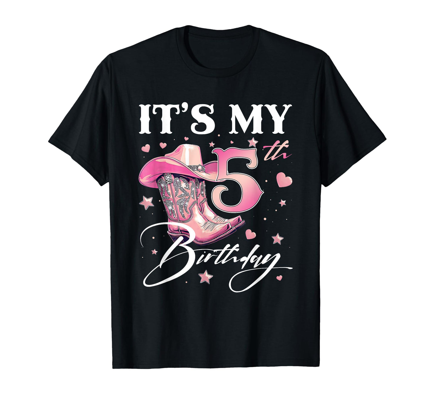 Cowgirl It's My 5th Birthday Western Linedance Boots Lover T-Shirt