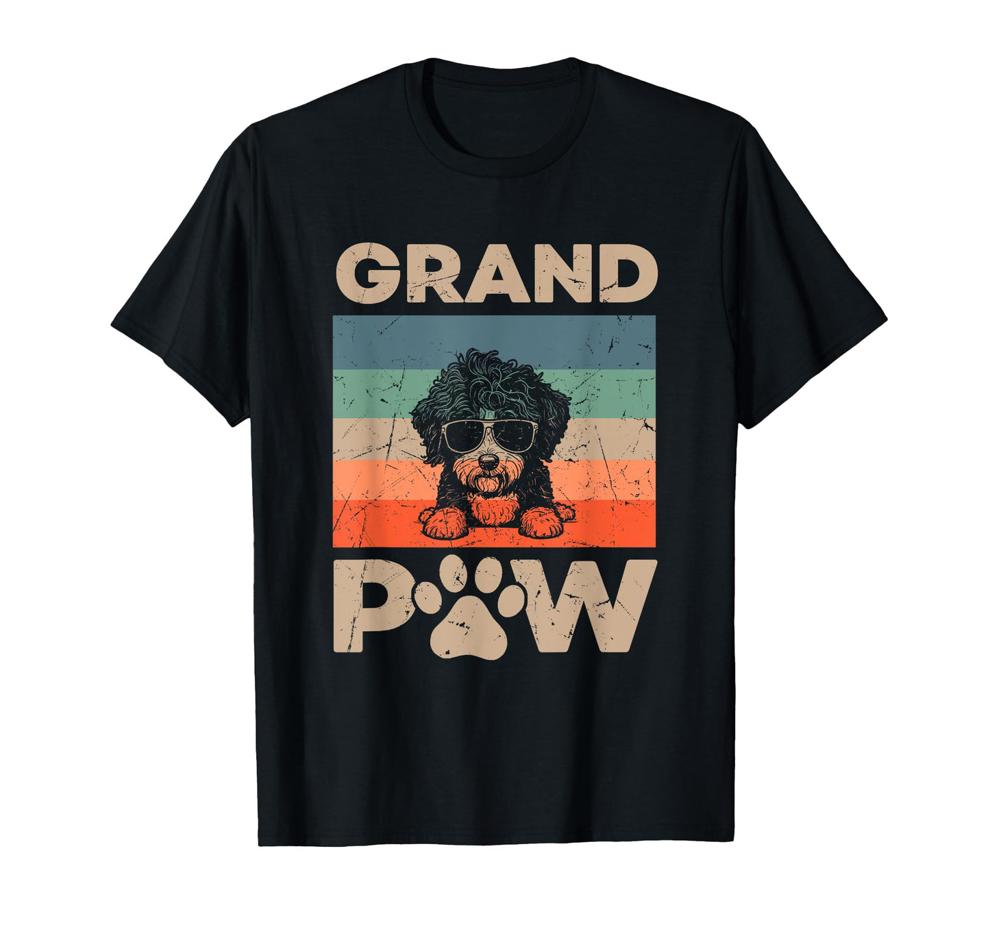 Retro Grand Paw Aussiedoodle Dog Grandpaw Grandpa Christmas Men Women Kids T-Shirt
