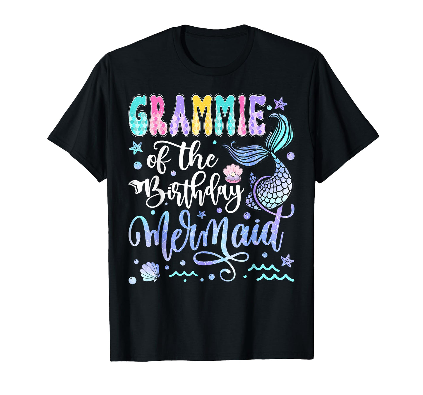 Grammie Of The Birthday Mermaid Bday Girl Groovy T-Shirt