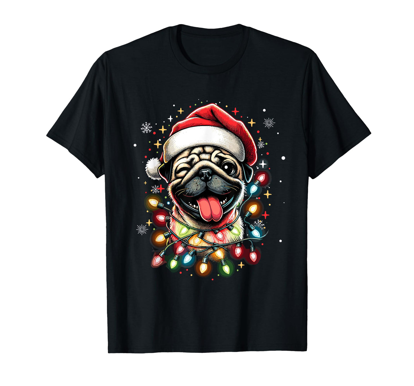 Pug Christmas Tree Dog Santa Xmas Boys Girls Merry Dogmas T-Shirt