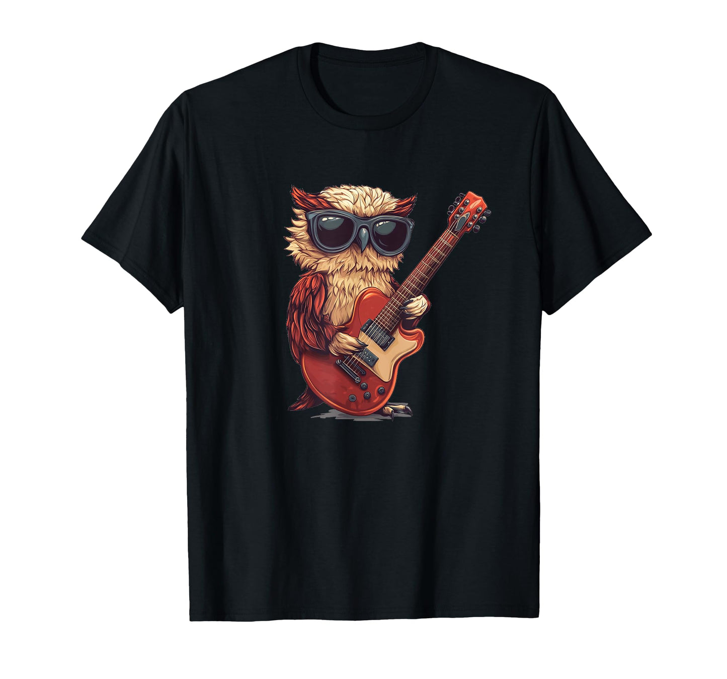 Owl Playing Guitar Like a True Rockstar Costume T-Shirt