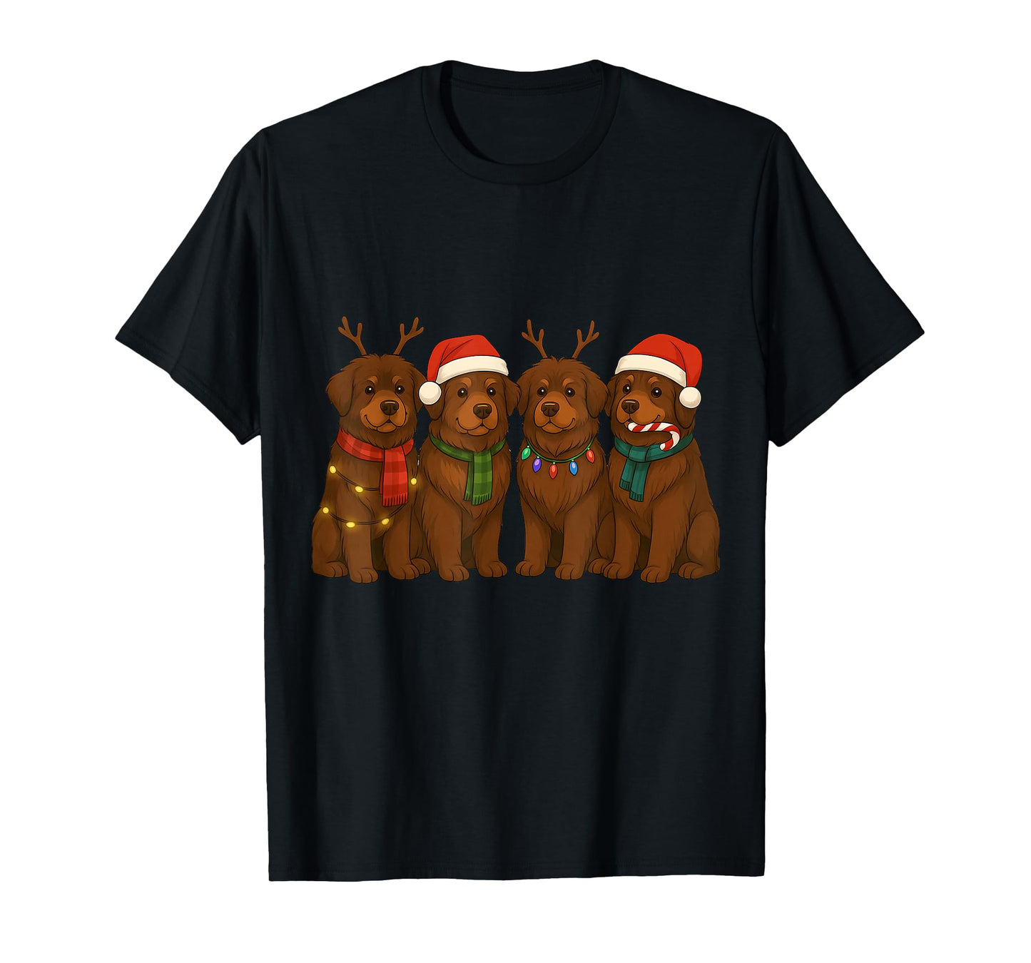 Newfoundland Santa Hat Tee Dog Merry Christmas T-Shirt