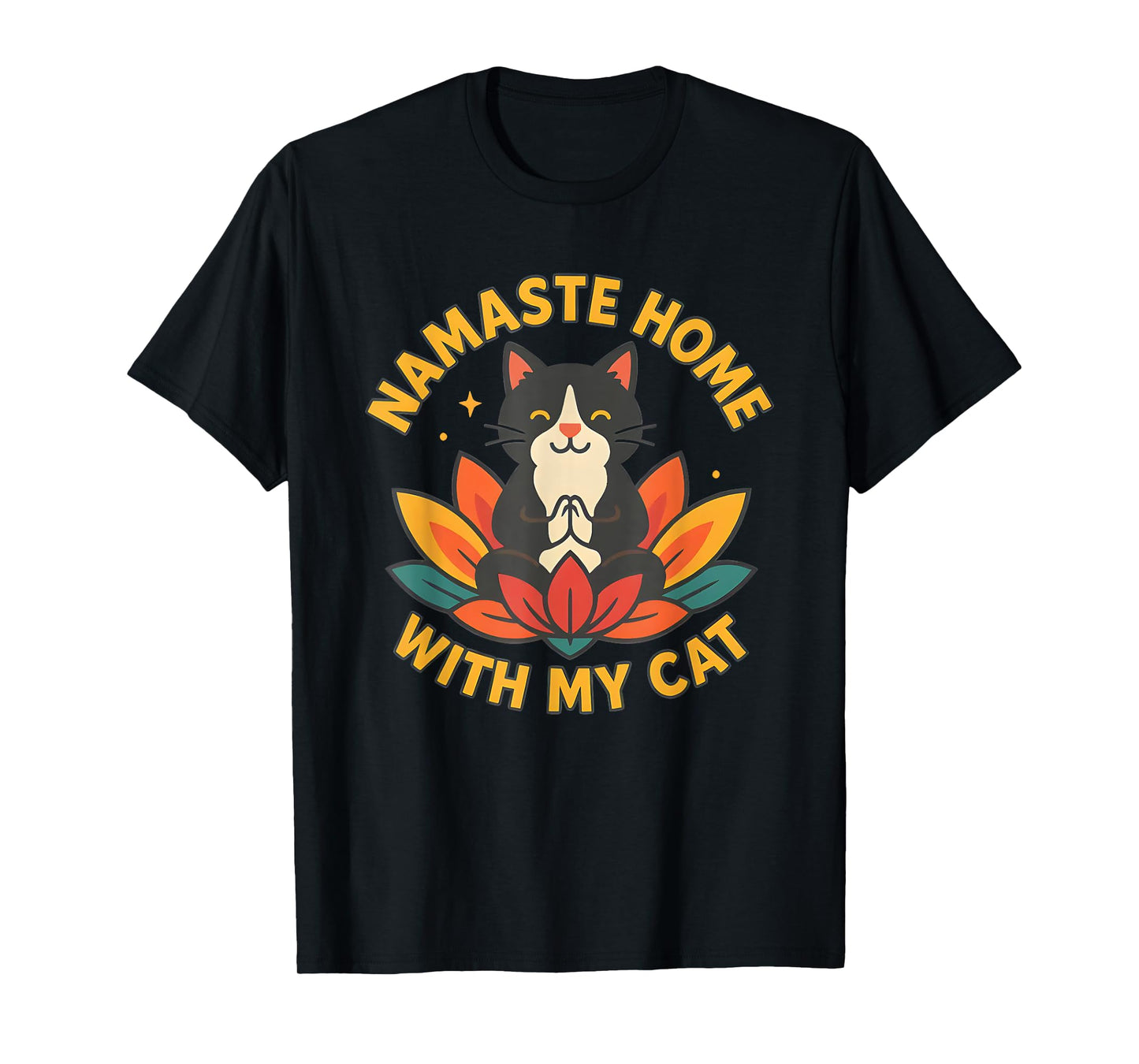 Namaste Home with My Cat Cute Yoga Meditation Cat Lover T-Shirt