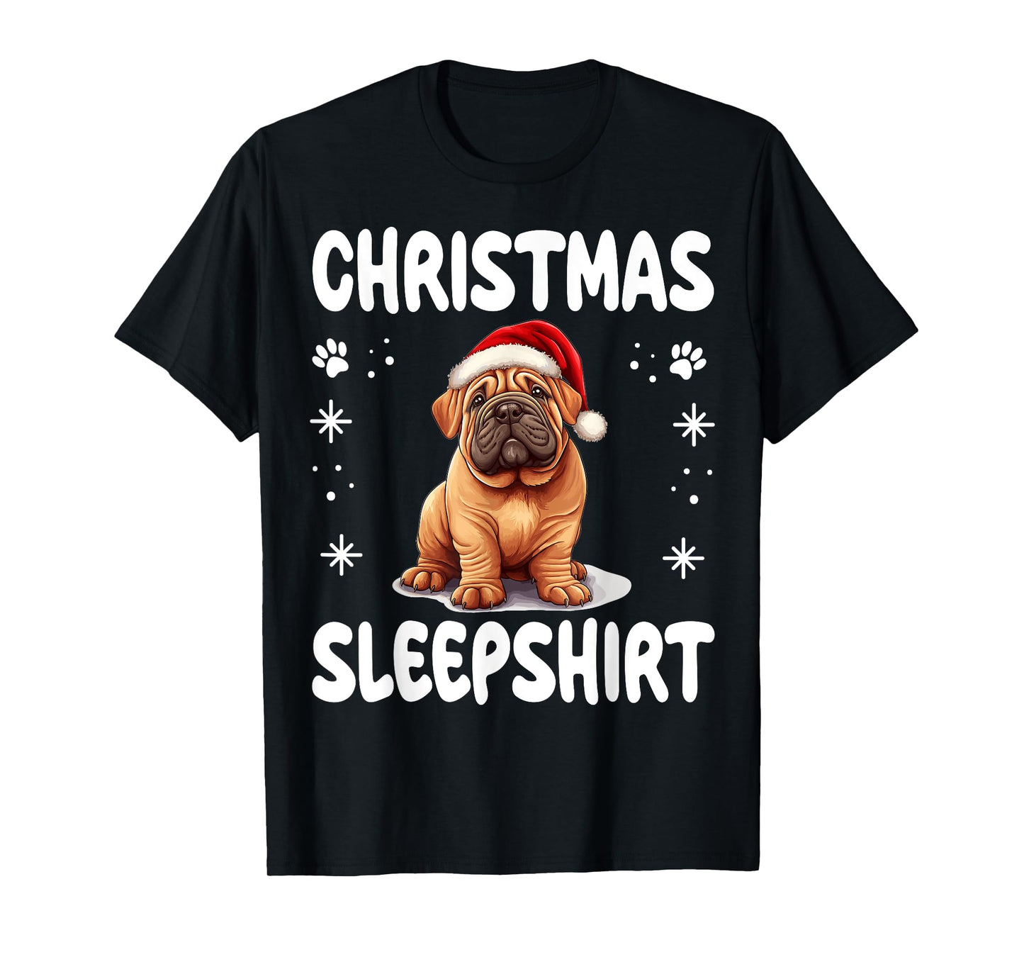 Chinese Shar-Pei Dog Nightgown Pajama Christmas Sleepshirt T-Shirt for Men Women Kids