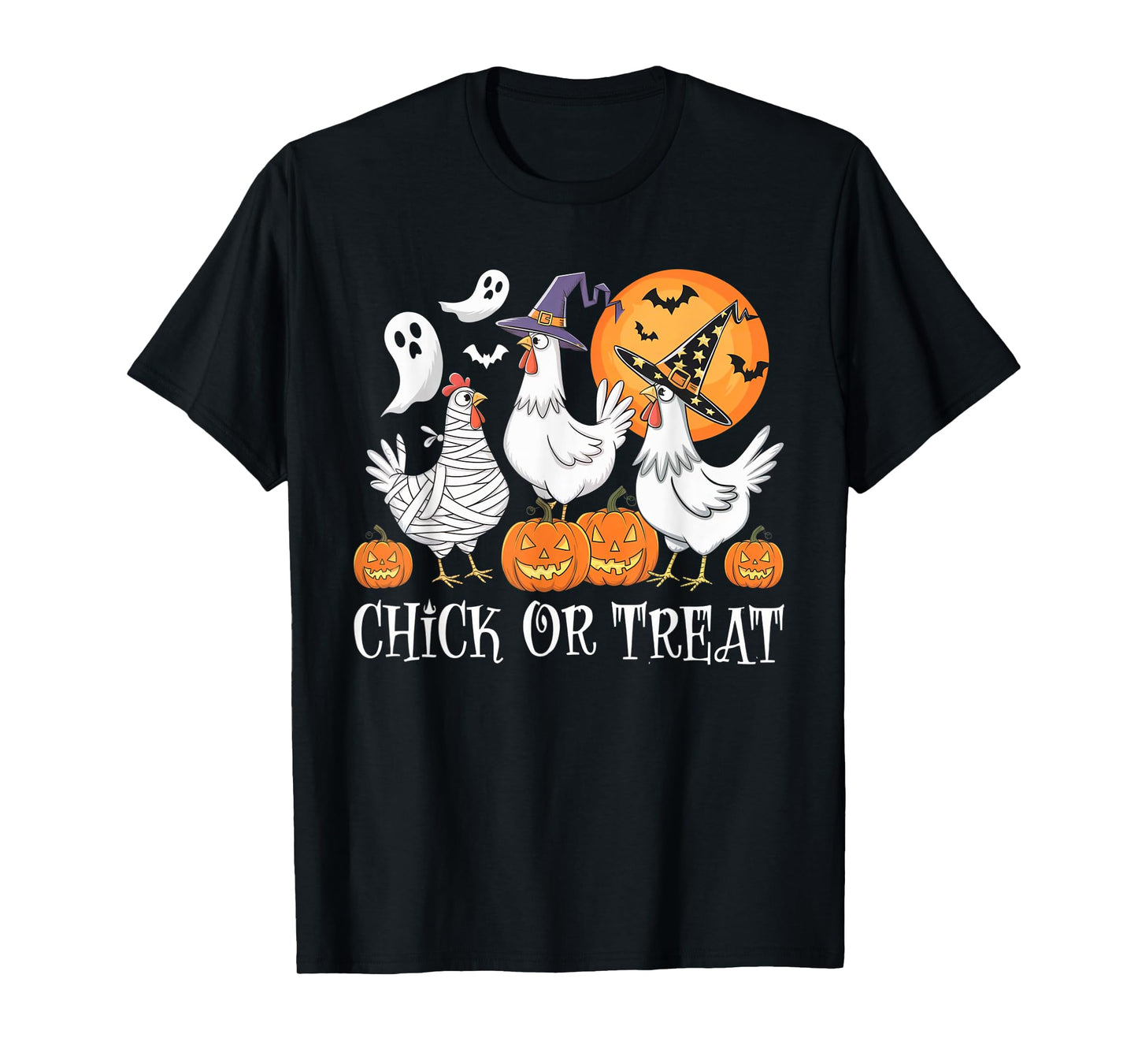Funny Chicken Halloween Chick Or Treat Women Men Kids T-Shirt