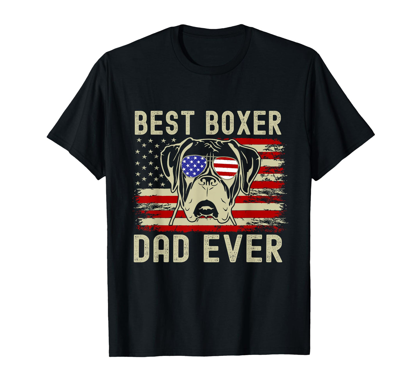 Best Boxer Dad Ever USA Flag Dog Lover Father's Day T-Shirt