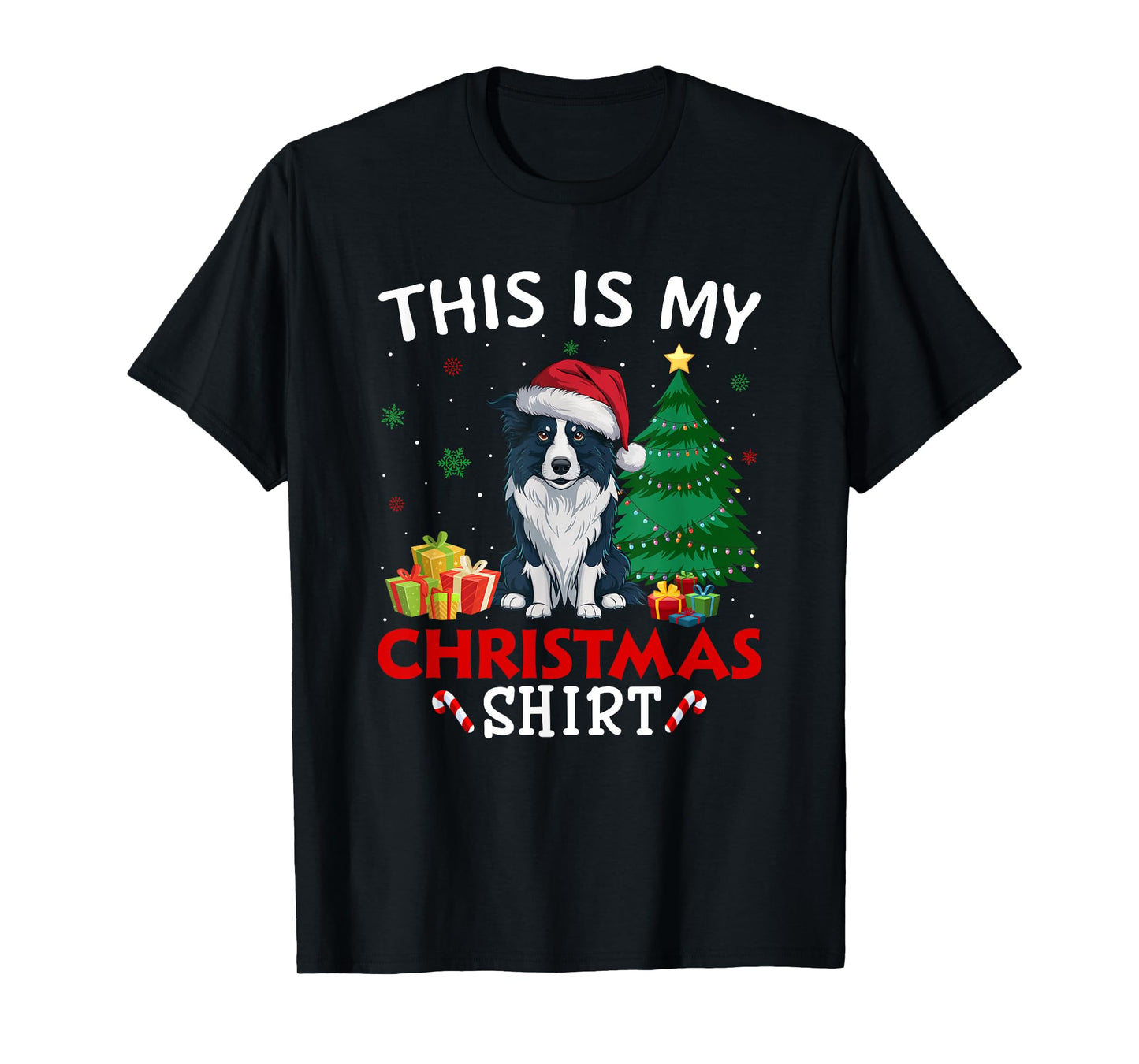 This is My Border Collie Dog Santa Hat Christmas Pajama T-Shirt