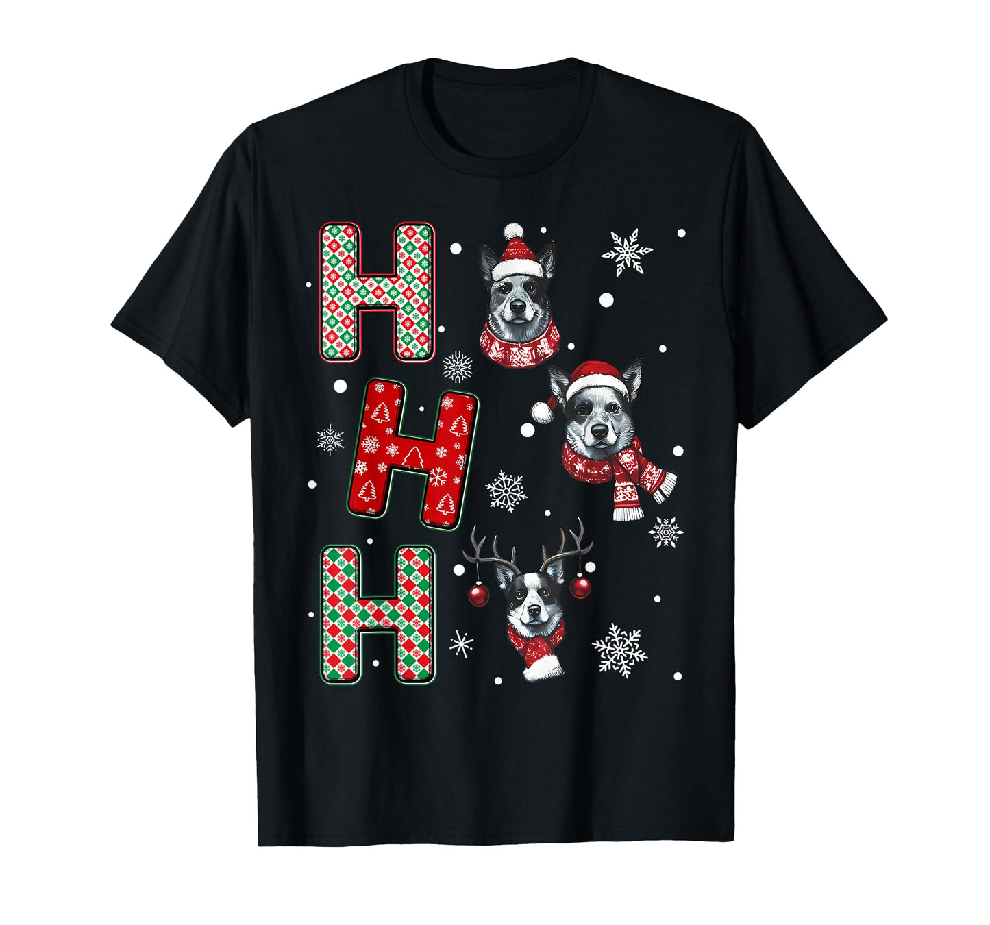 Ho Ho Ho Blue Heeler Dog Matching Christmas Santa Elf Xmas T-Shirt
