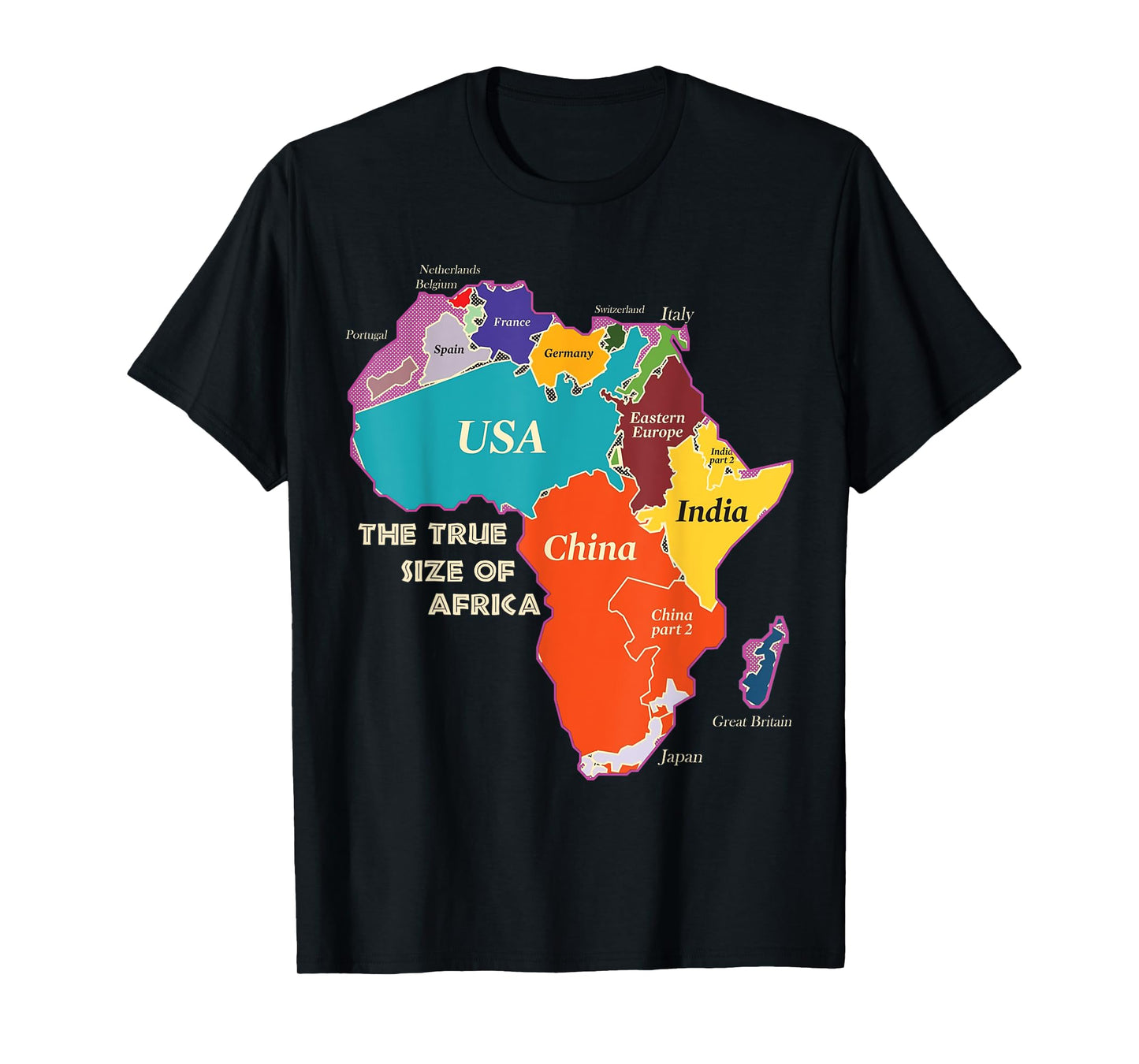 Bongo Designs Unisex-Adults Africa Map T-Shirt, Black, Small