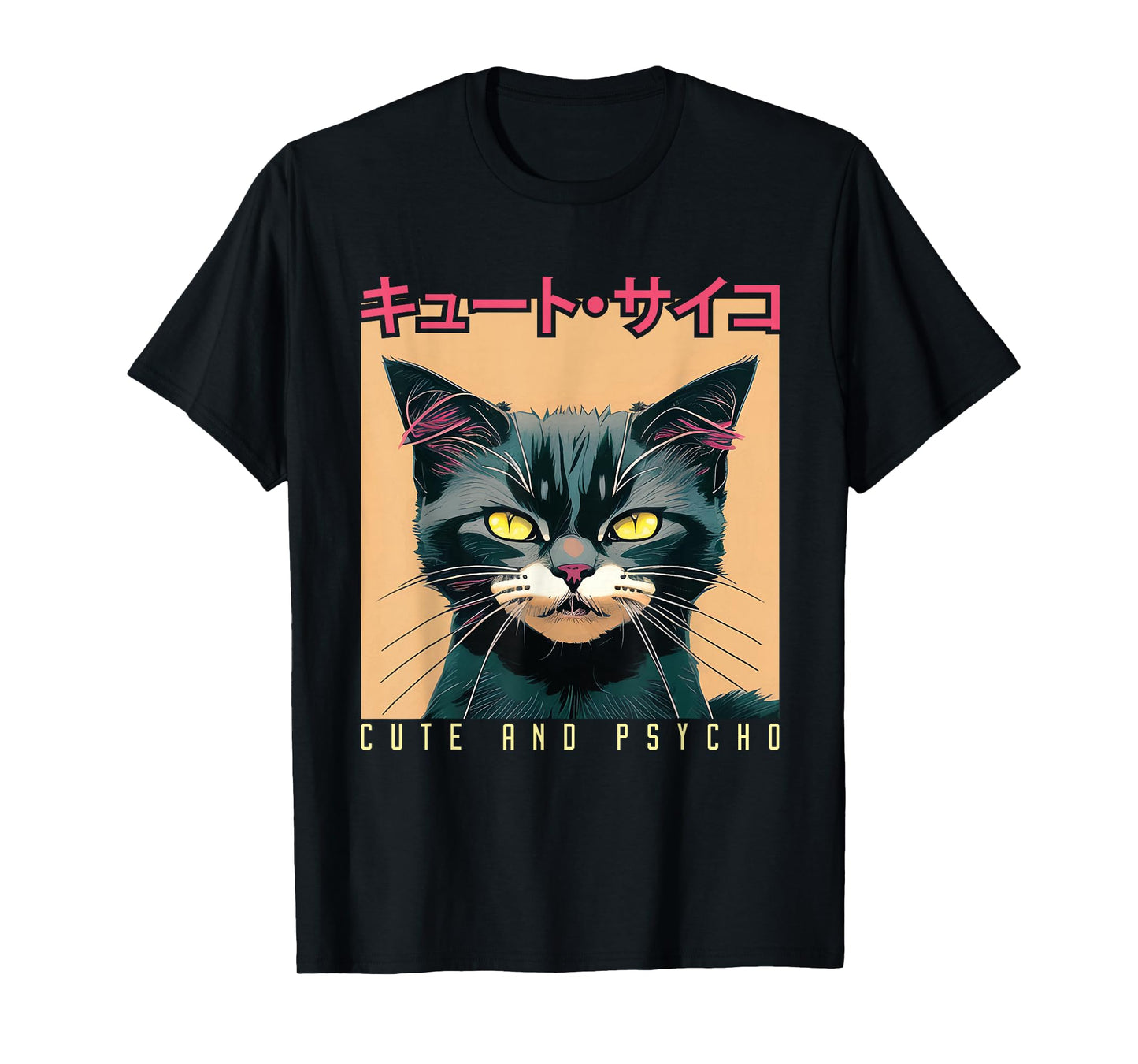 Japanese Anime & Manga Cute And Psycho Cat Cyberpunks T-Shirt