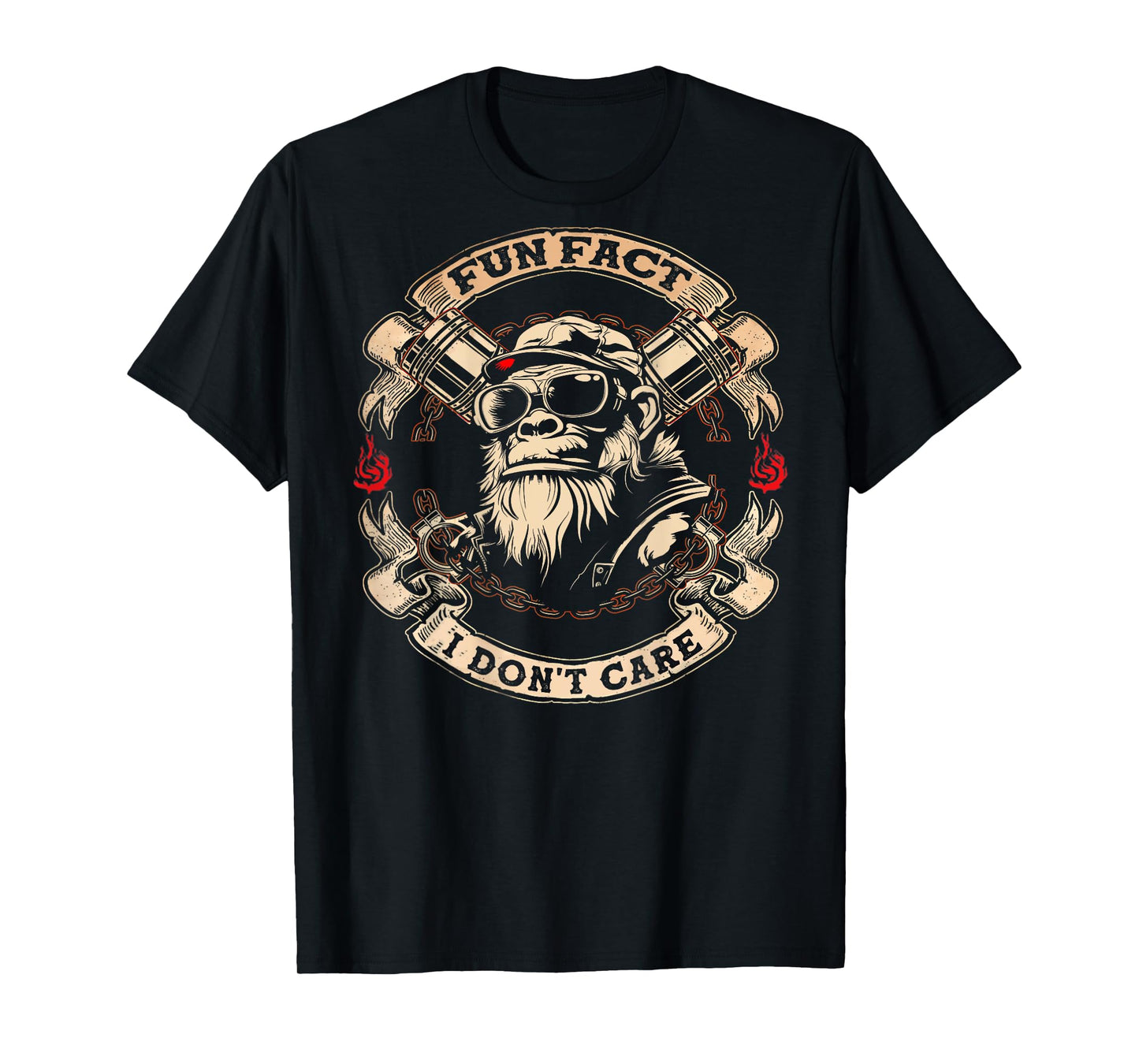 (On Back) Fun Fact I Don't Care Cool Grandpa Swag Gorillas T-Shirt