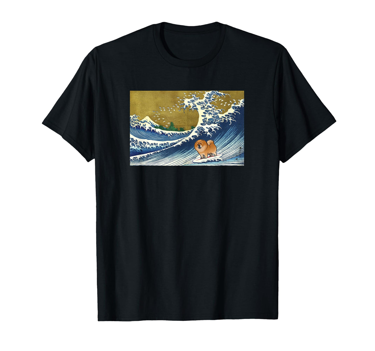 Funny Retro Vintage Surfing a Wave Chow Lover T-Shirt
