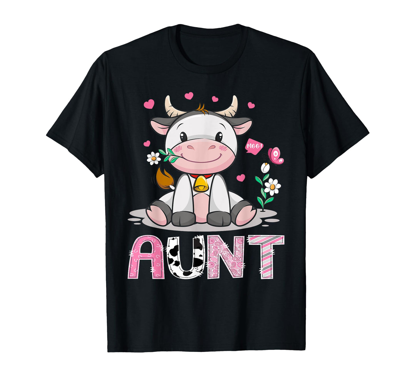 Aunt Cute Cow Moo Farmer Birthday Family Matching T-Shirt