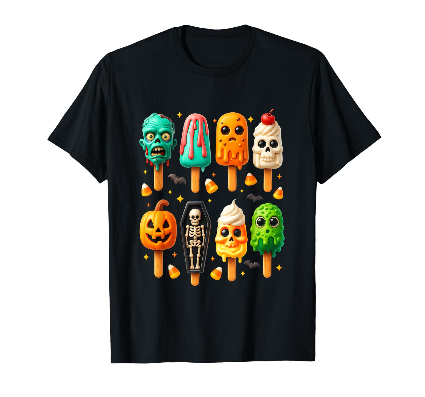 Popsicle Summer Spooky Halloween Ice Cream Summer-ween T-Shirt