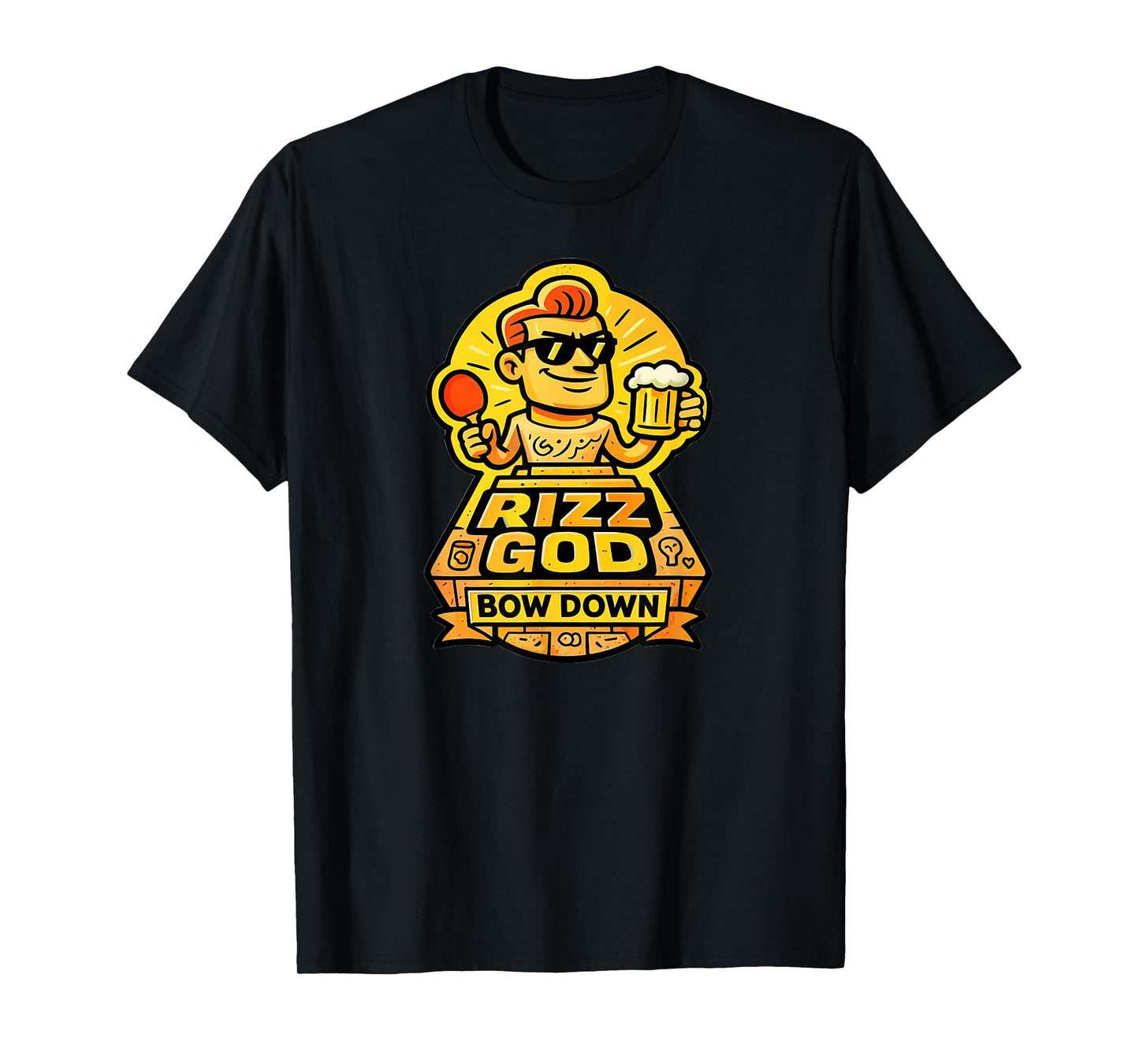 Rizz God Bow Down Ping Pong Beer Lovers Idea T-Shirt
