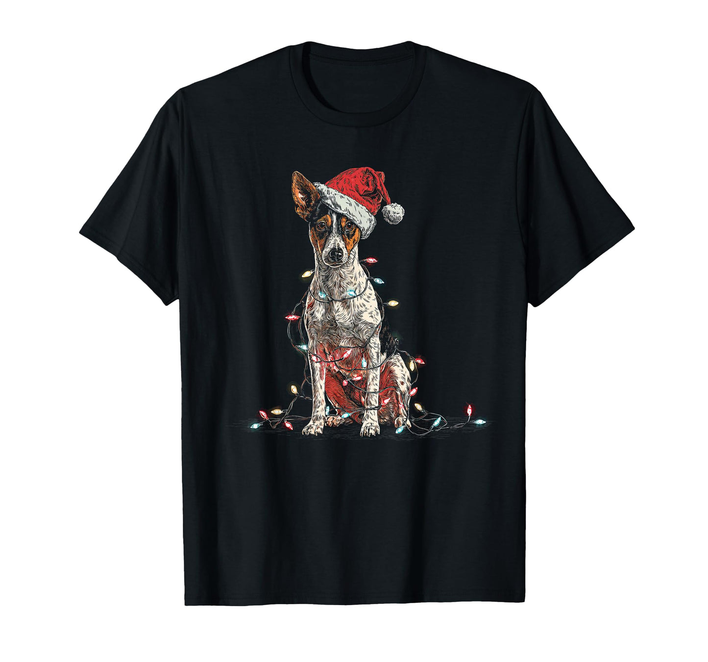 Funny Rat Terrier Christmas Graphics Dog Lights Lover T-Shirt