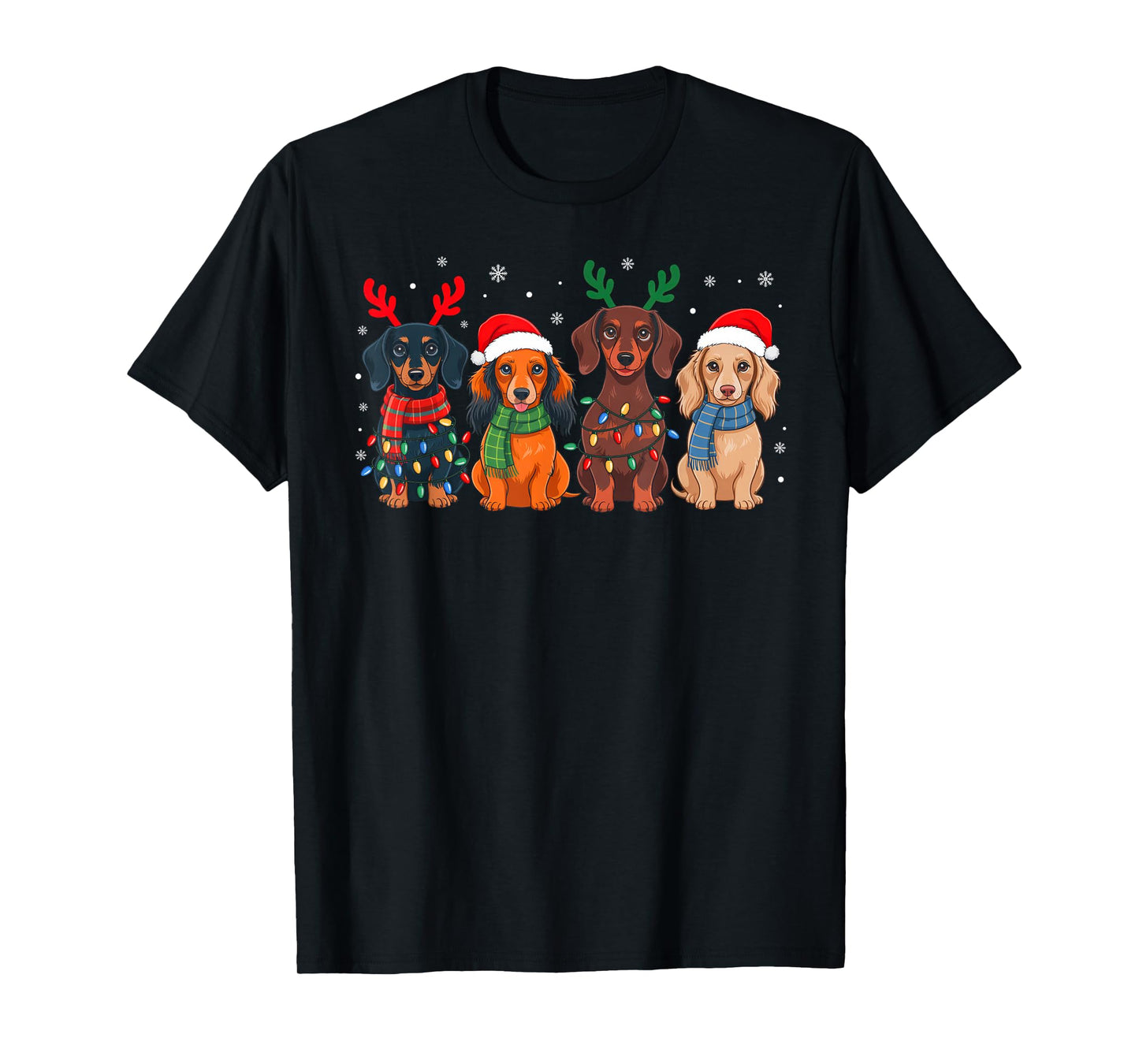 Dachshund Christmas Santa Reindeer Xmas Pajamas Dog Lover T-Shirt