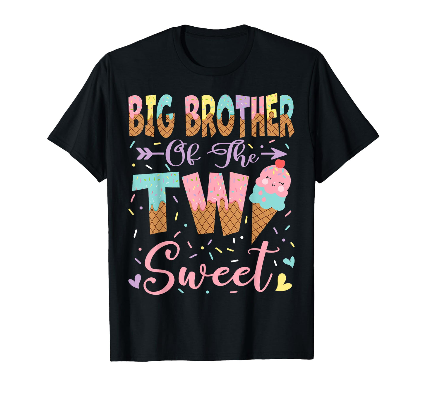 Big Brother Of The Two Sweet 2Nd Birthday Summer Ice Cream T-Shirt
