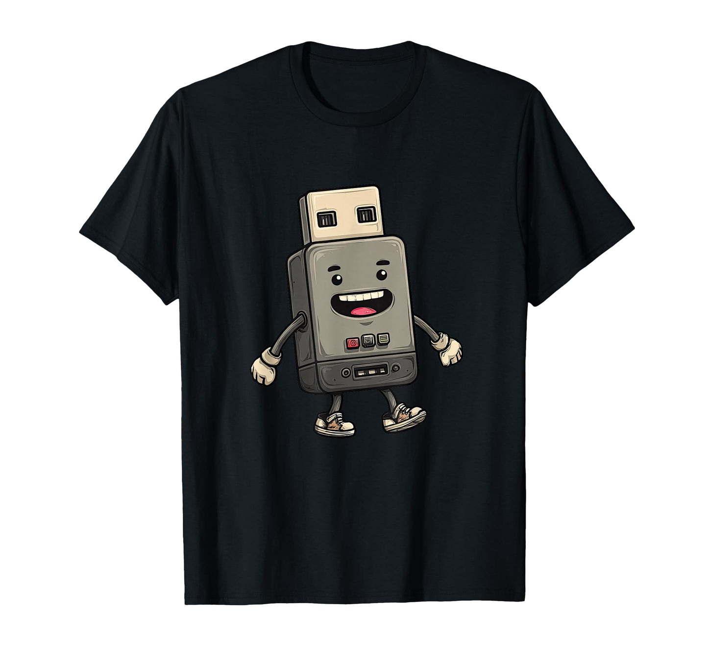 Funny USB Face with Shoes for Tech Lovers T-Shirt