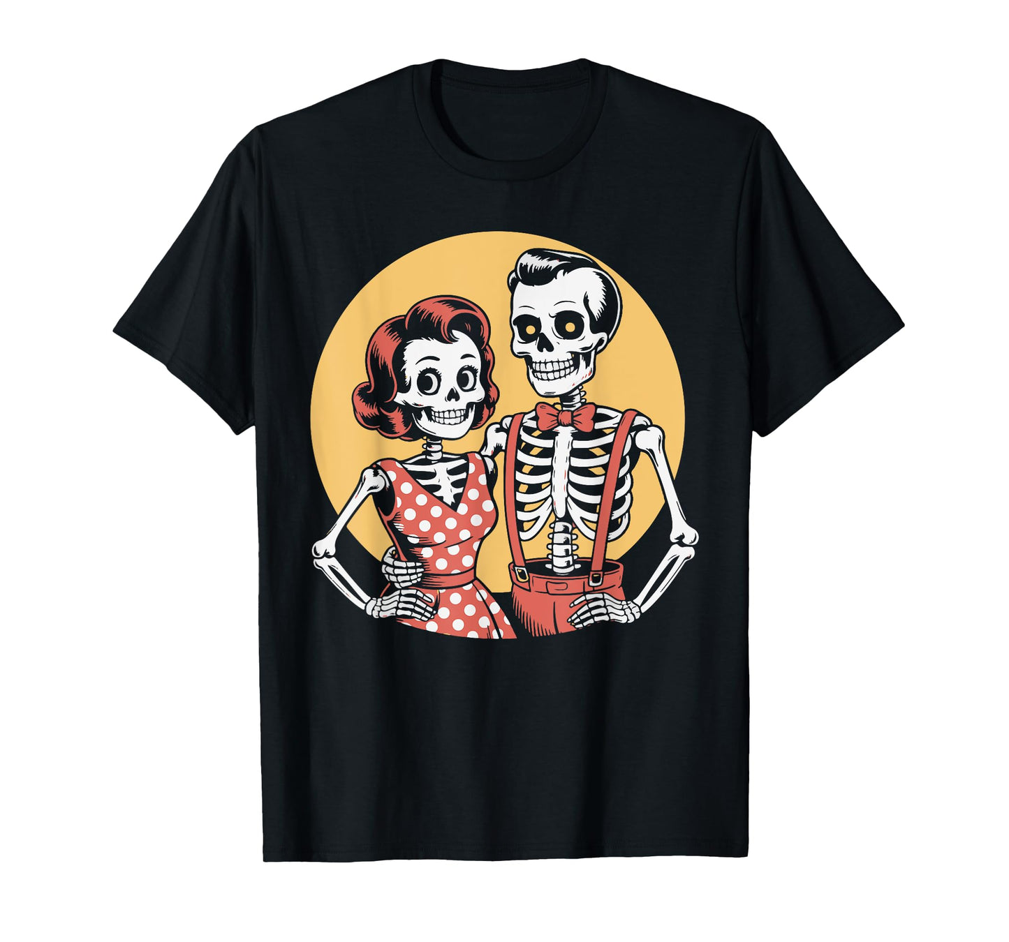 Vintage Halloween Skeleton Couple in Love Spooky Romance T-Shirt