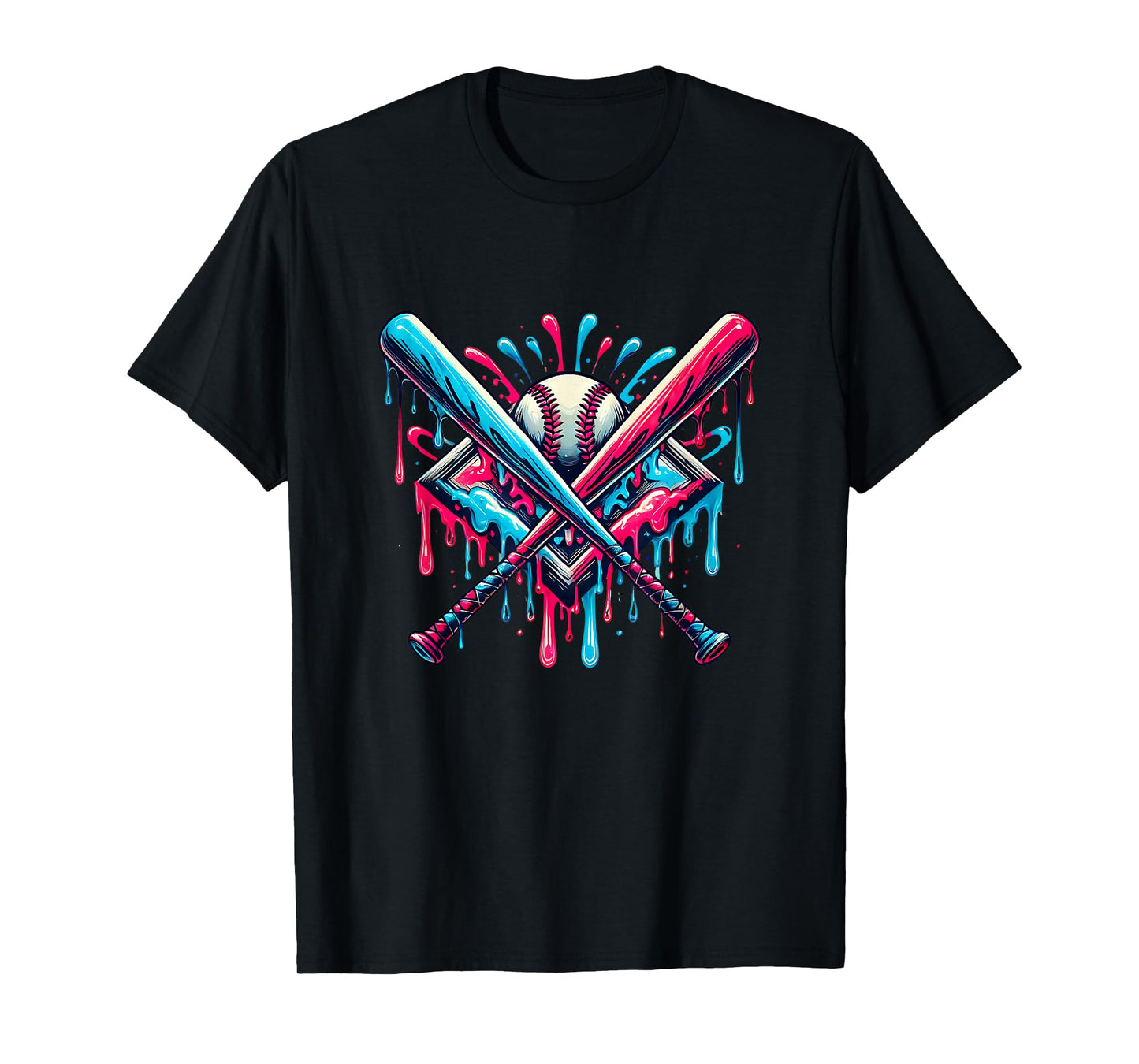 Baseball Home Plate Ice Cream Drip Sprinkles Drip T-Shirt
