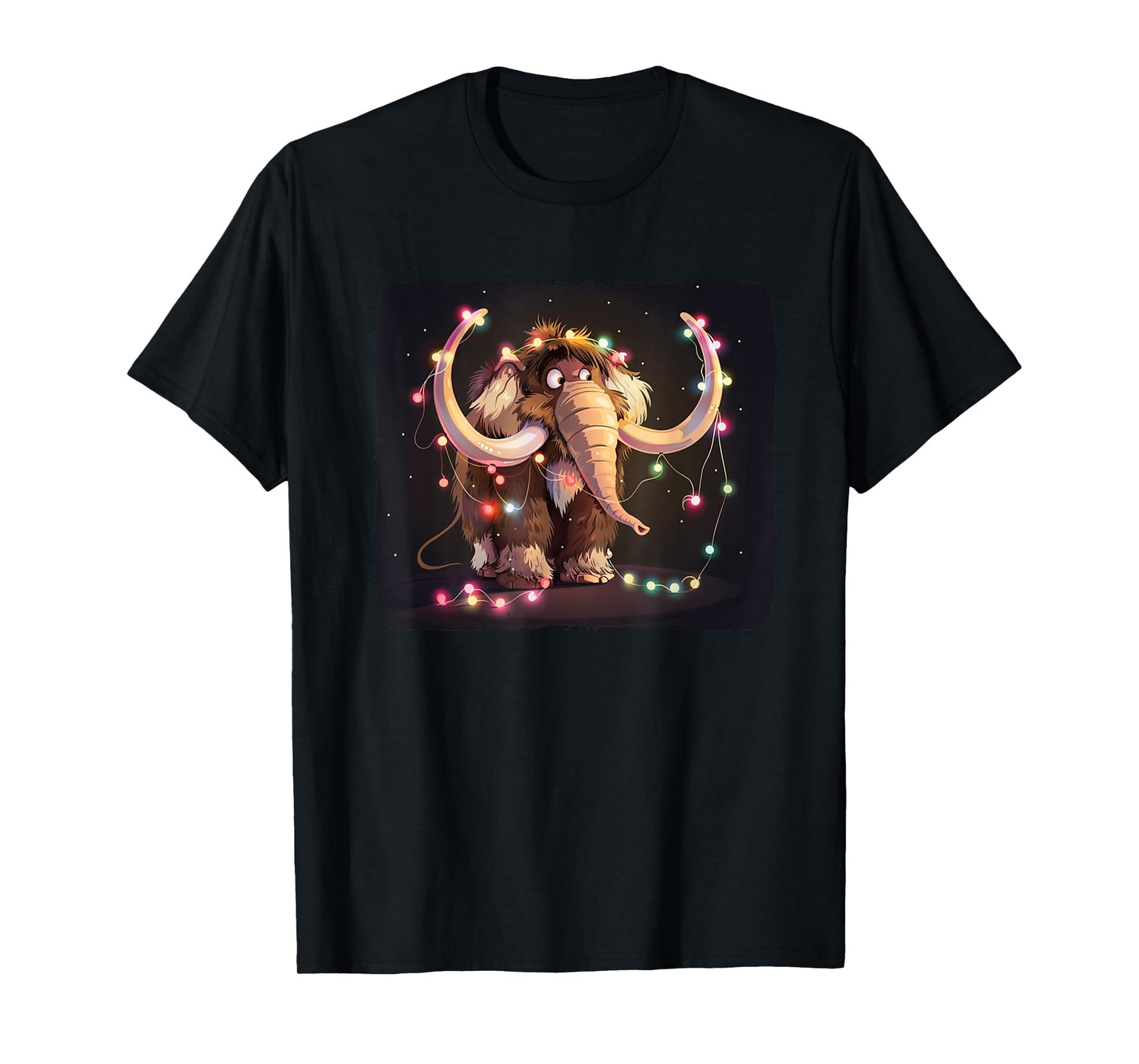 Radiant Mammoth with String Lights for a Cheerful Vibe T-Shirt