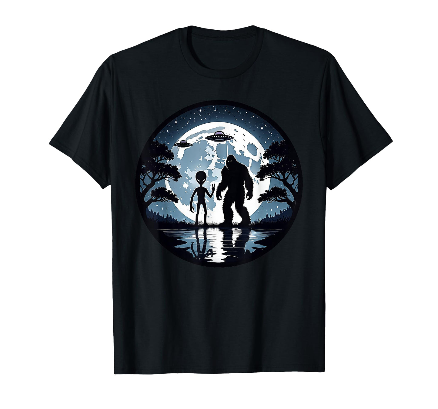 Alien Bigfoot Moon Sasquatch UFO Extraterrestrial Men women T-Shirt
