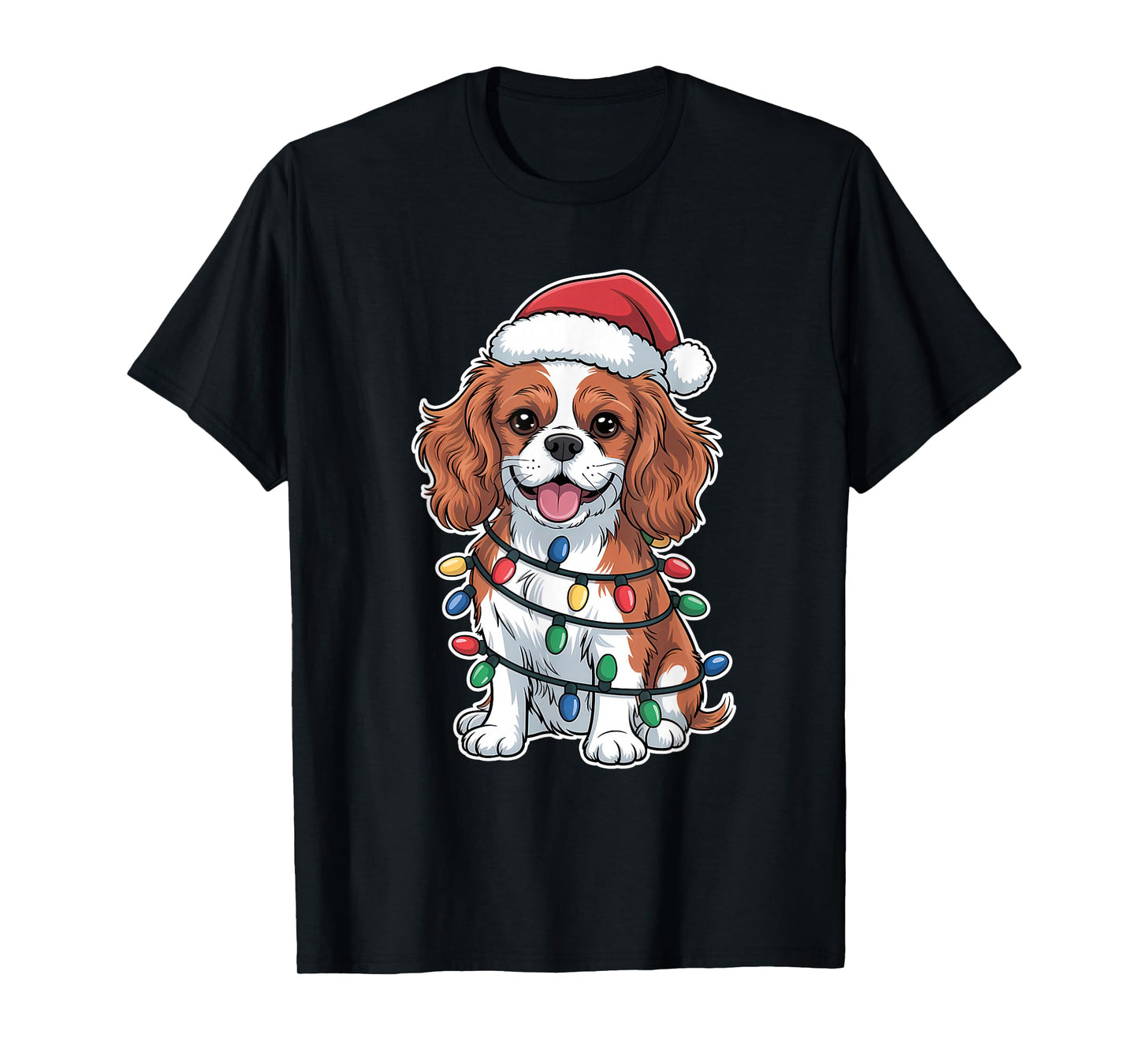 Cavalier King Charles Spaniel Wrapped in Christmas Lights T-Shirt