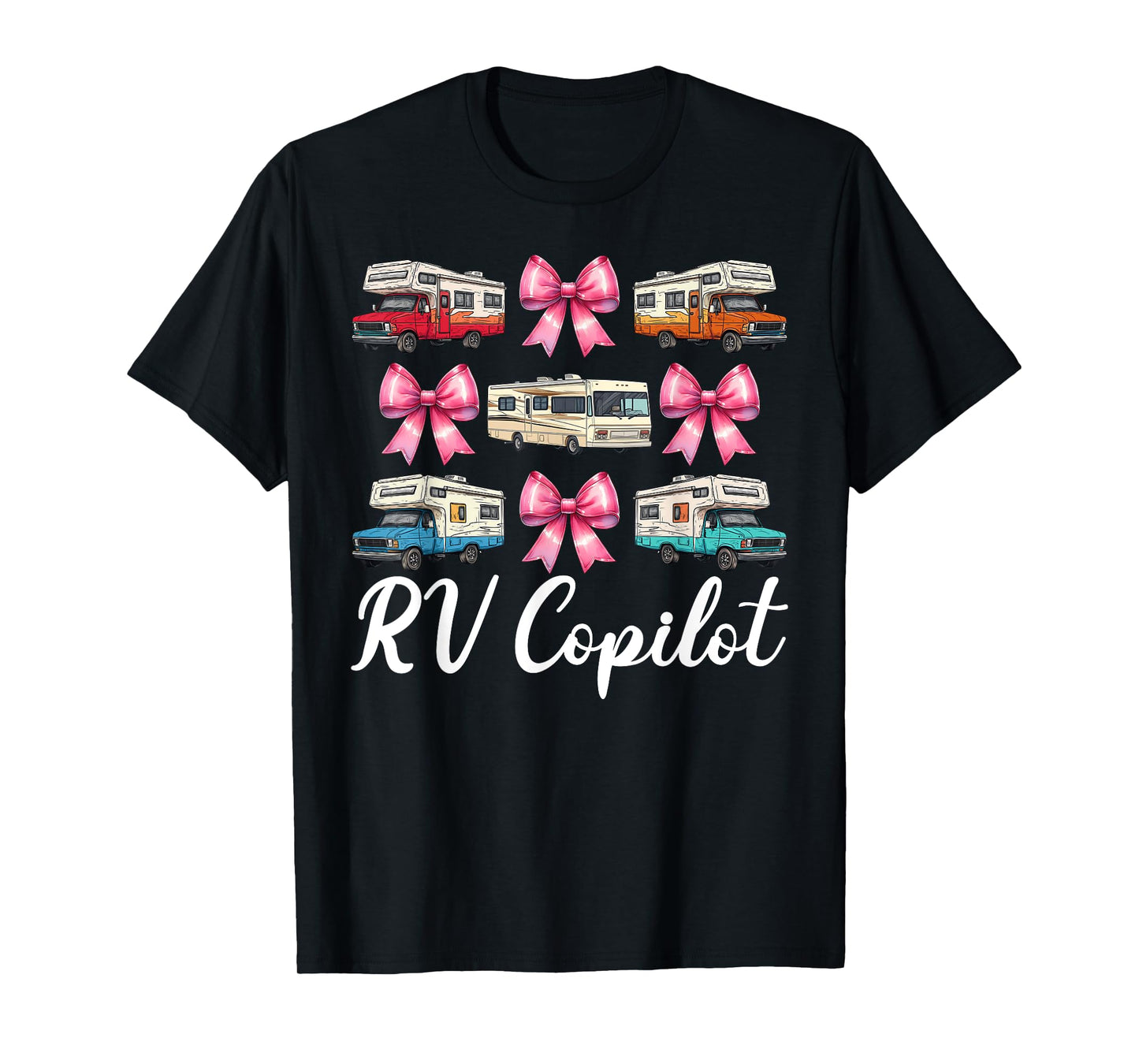 RV Copilot RV Camping Camper Motorhome Girl Mom Coquette Bow T-Shirt