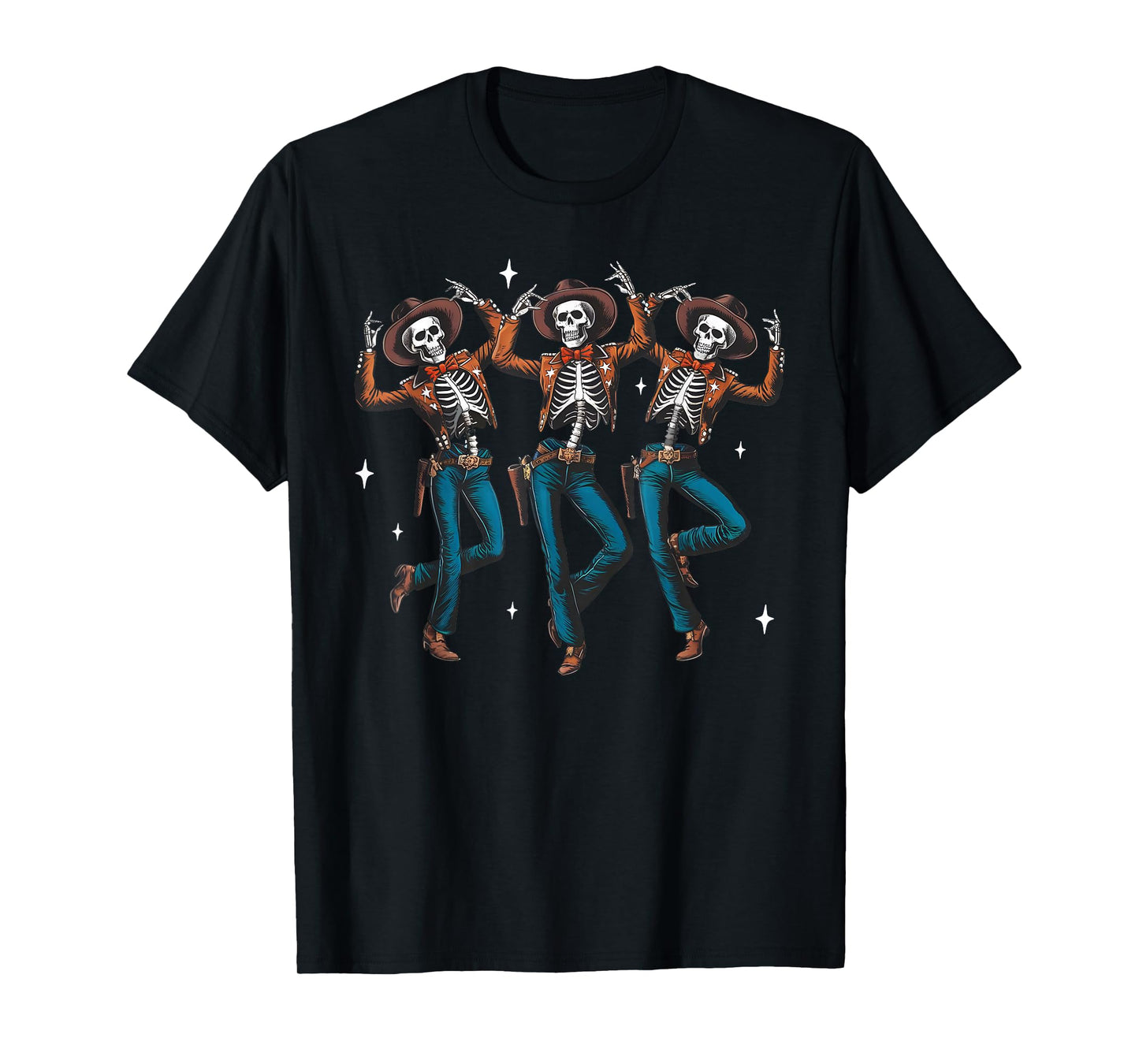 Halloween Western Dancing Skeletons Cowboy Creepy Country T-Shirt