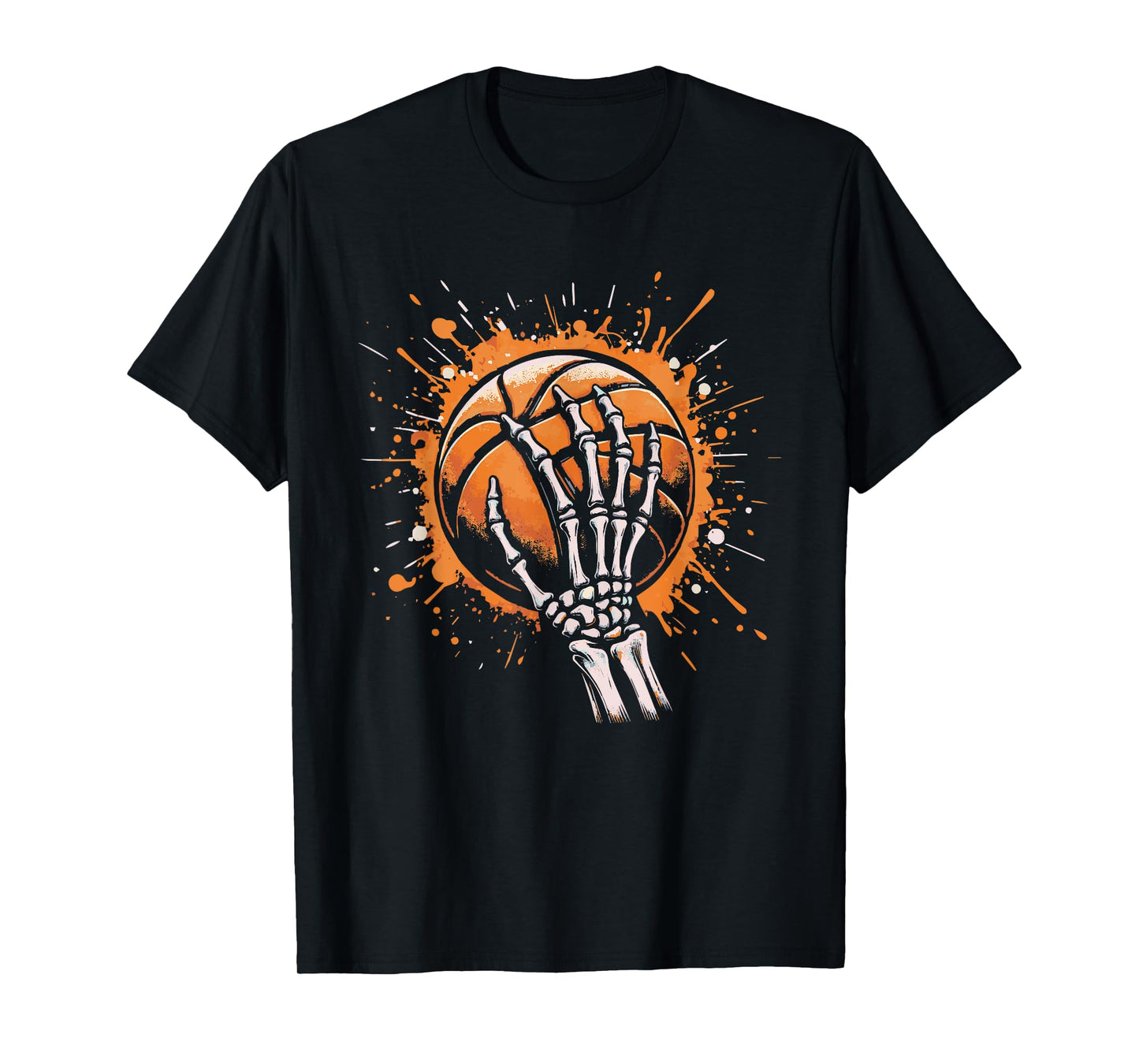 Skeleton Hand Holding Basketball Art T-Shirt