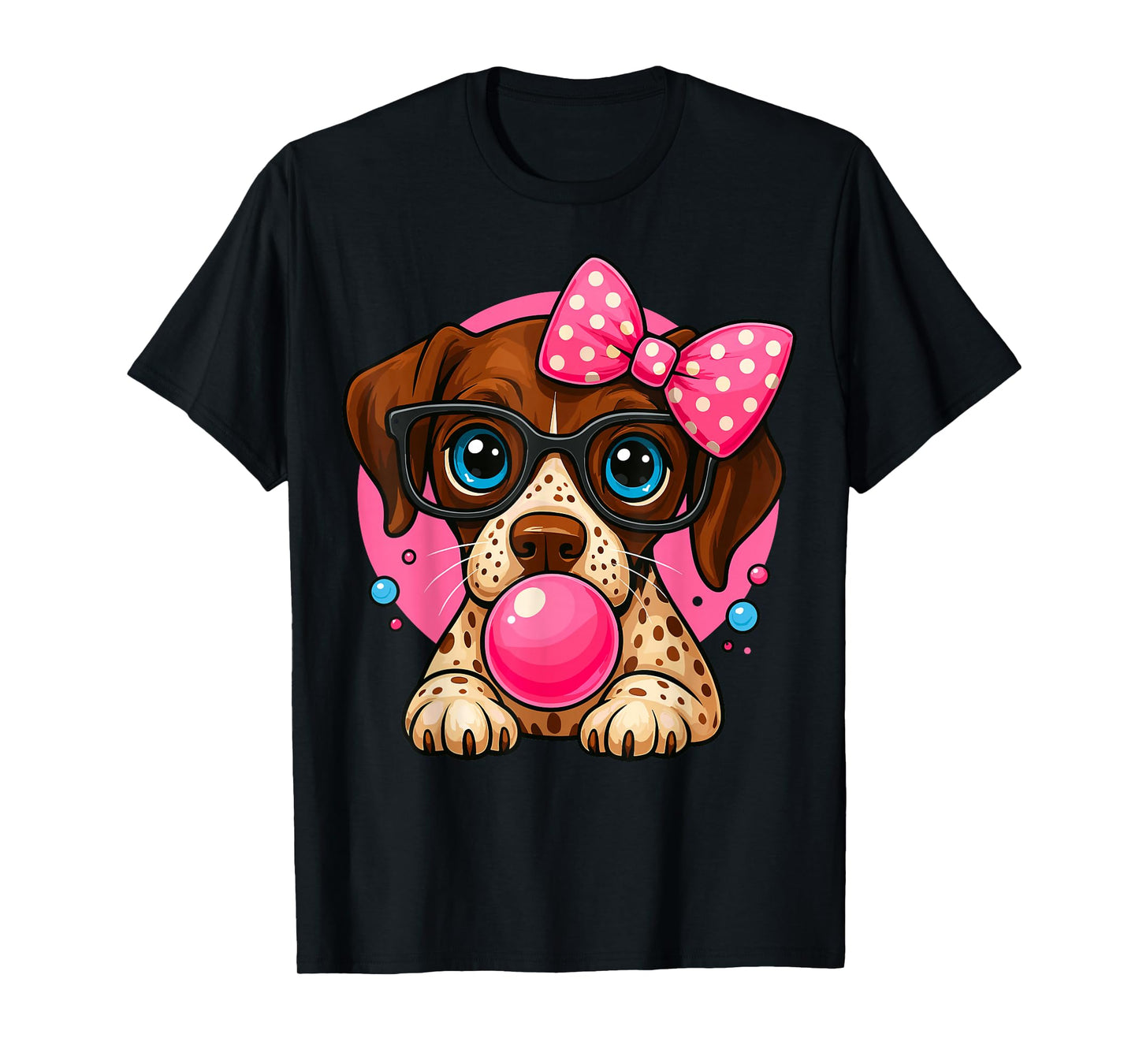 German Shorthaired Pointer with Bubblegum and Bow T-Shirt