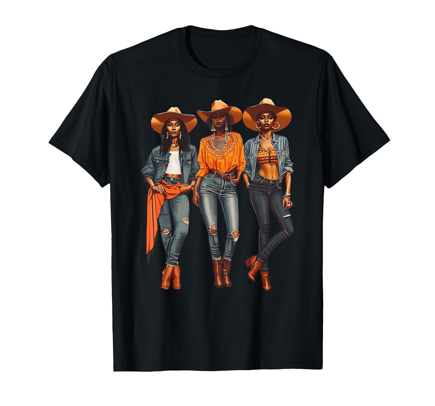 Black Cowgirl Western Rodeo Melanin Black History Texas T-Shirt