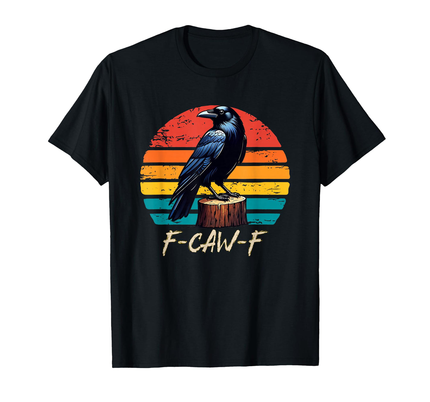 Vintage Retro Halloween F Caw F F-Caw-F Crow Graphic Humor T-Shirt