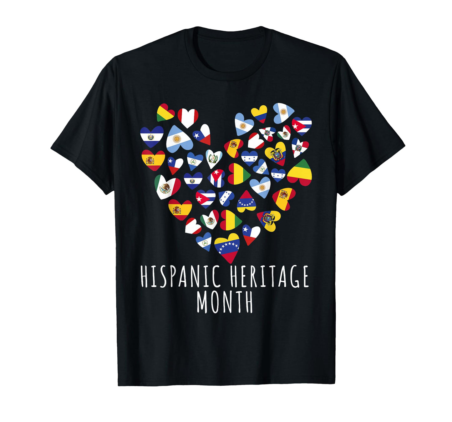Hispanic Heritage Month all Countries Flags heart men women T-Shirt