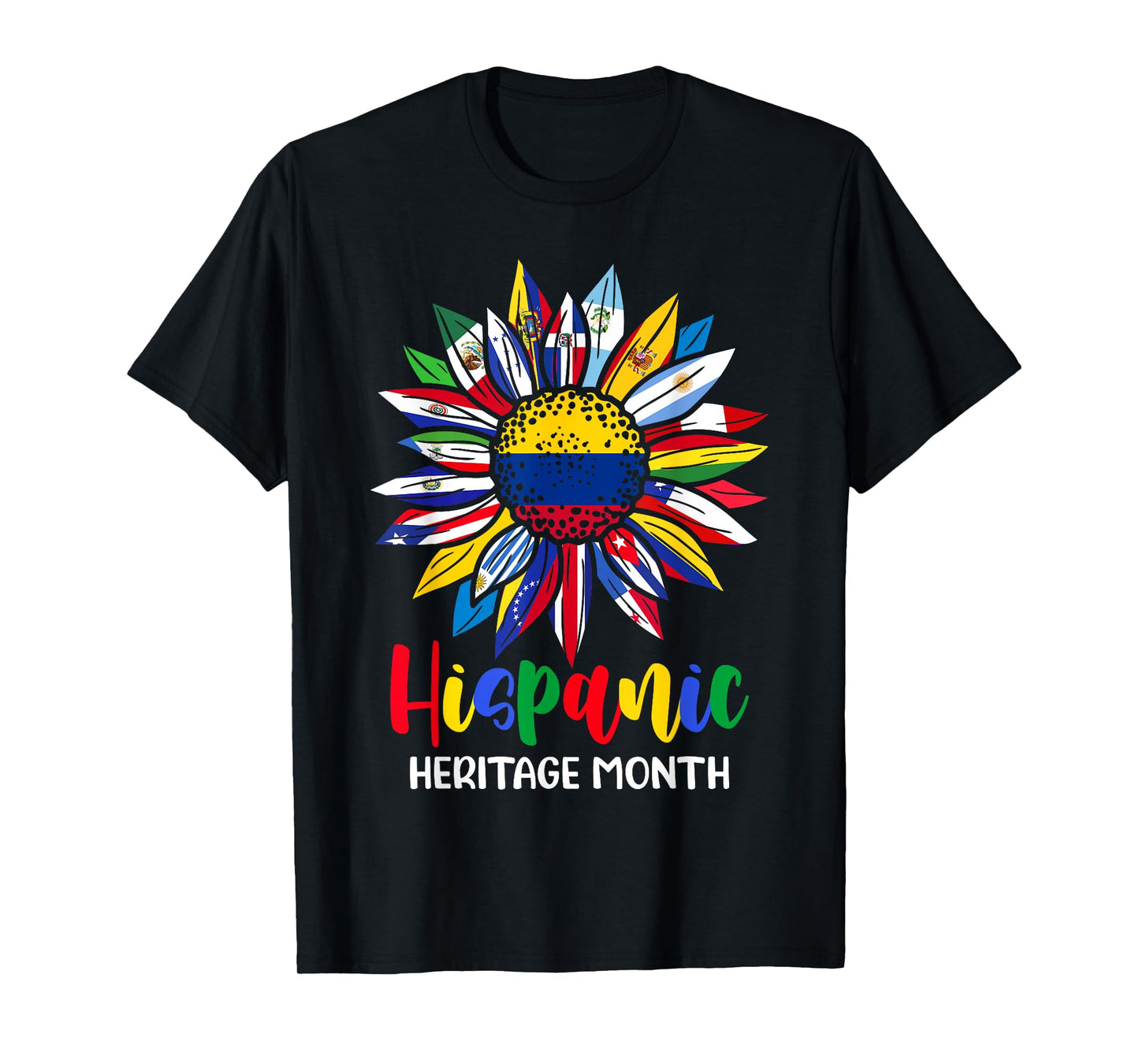 Hispanic Heritage Month Colombia Flag Sunflower Latino Flags T-Shirt