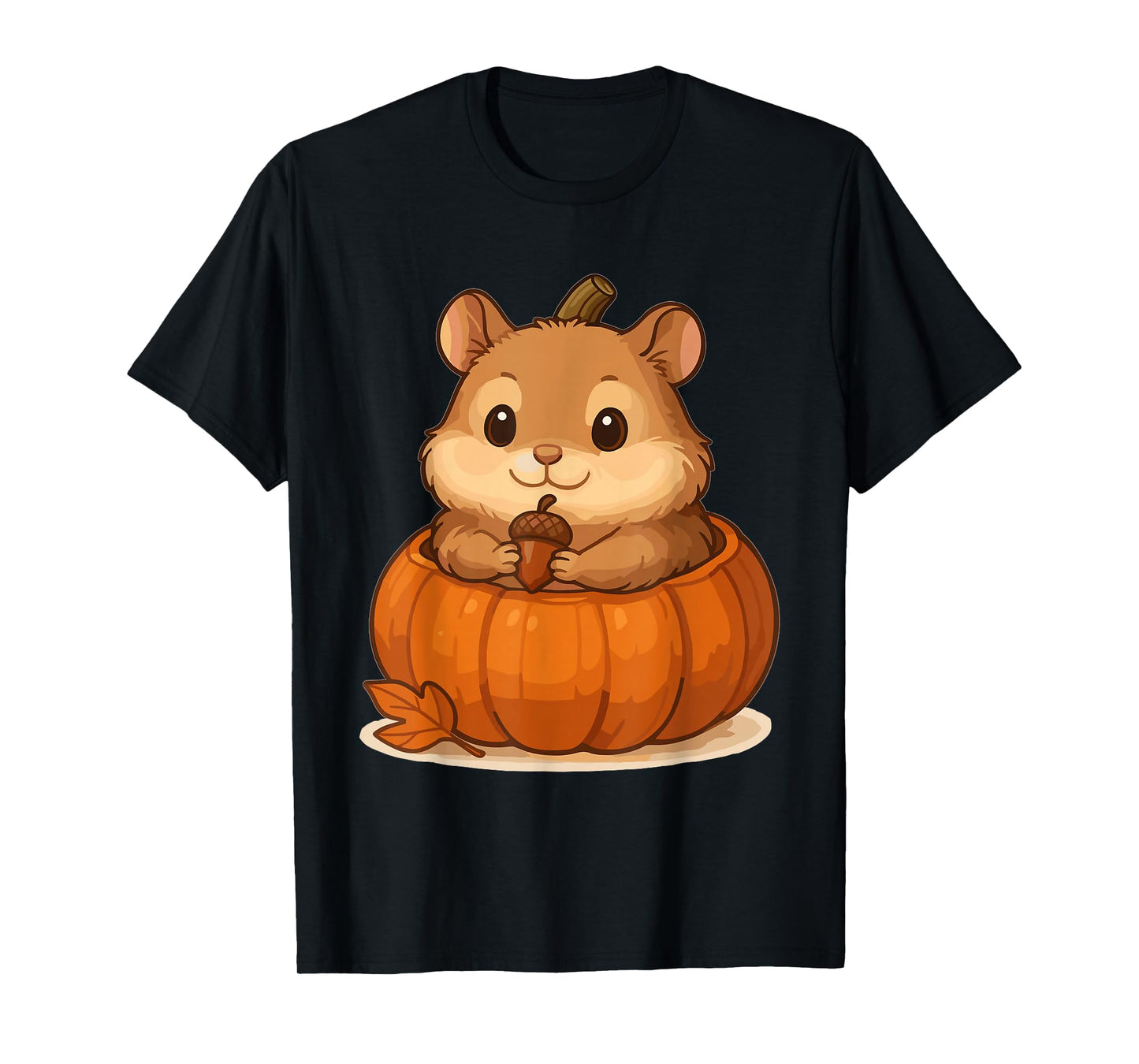 Cute Hamster in Pumpkin – Fall Halloween Design T-Shirt
