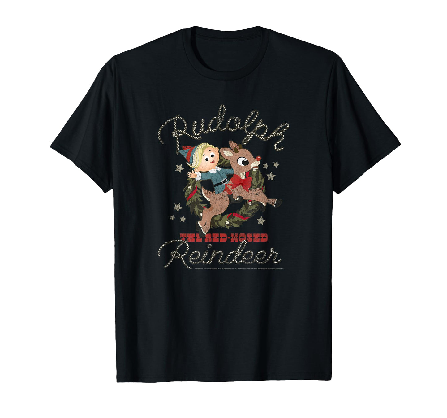 Rudolph and Hermey Country Western Rodeo Vintage Christmas T-Shirt