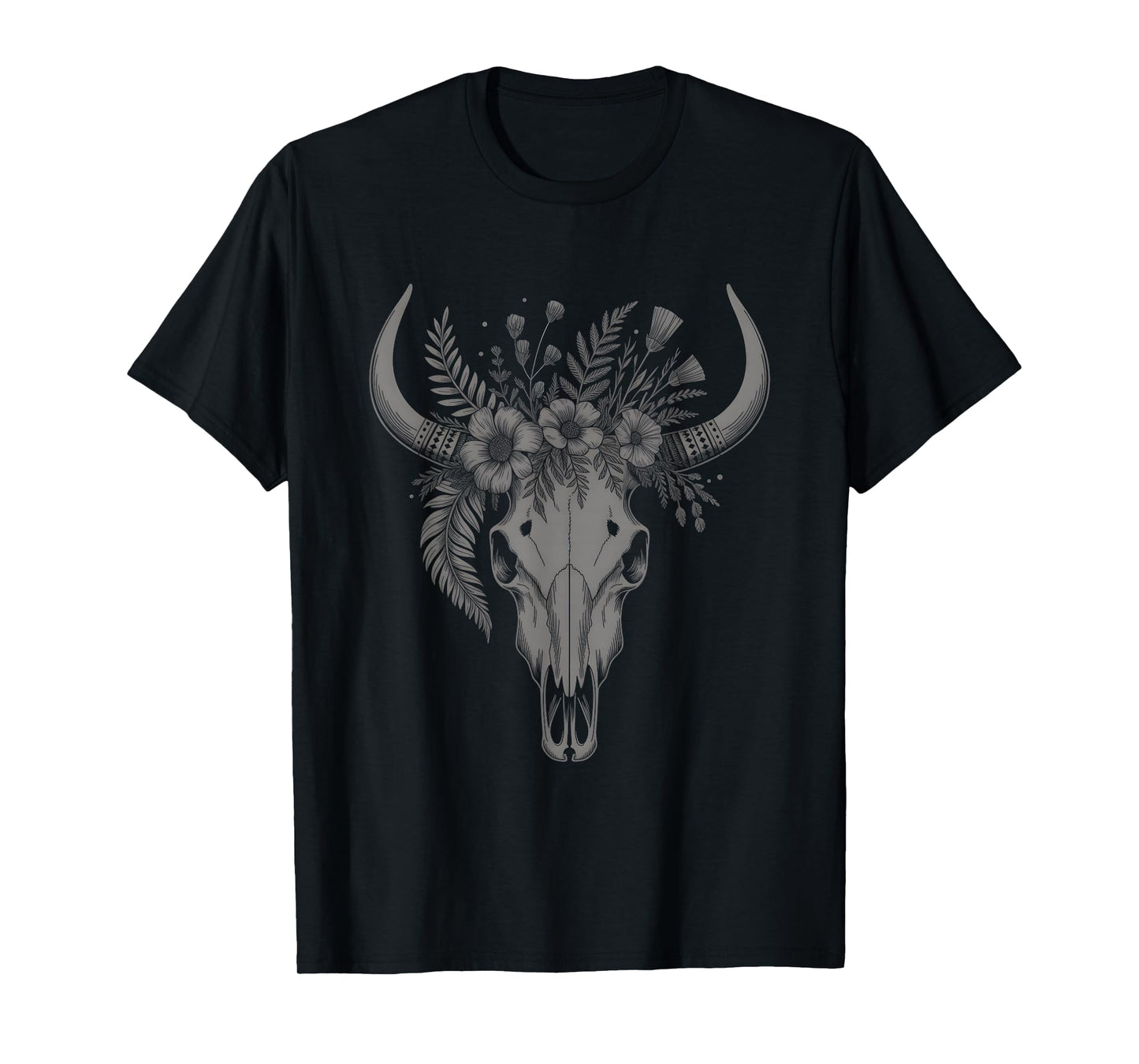 Western Cow Skull Vintage Boho Bull Skull Western Country T-Shirt