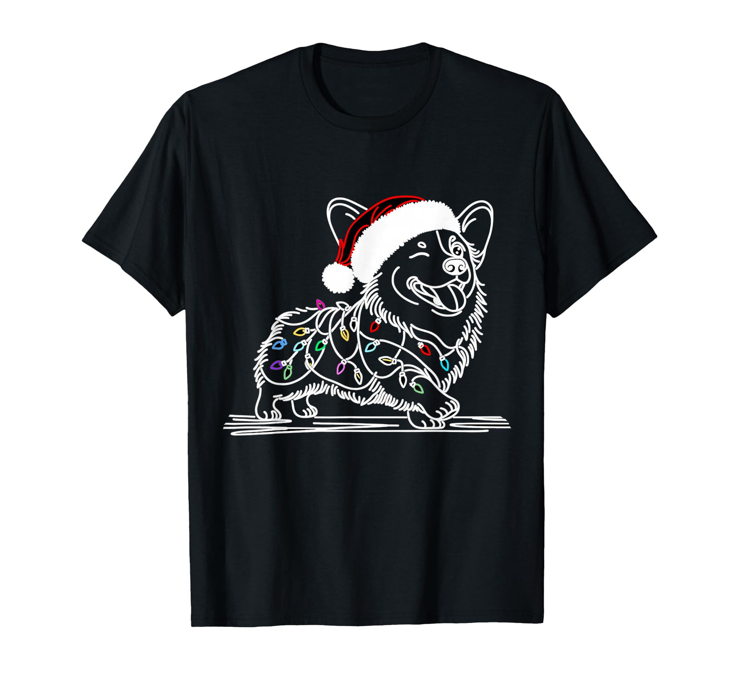 Corgi Santa Christmas Tree Lights, Funny Ugly Pajamas Women T-Shirt