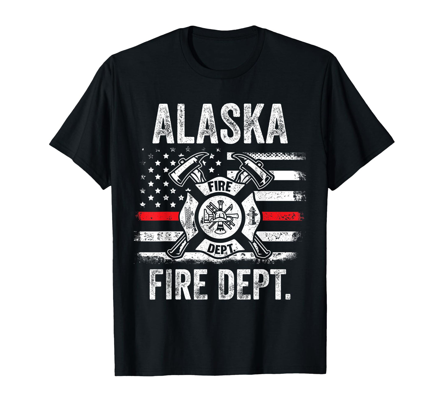 Alaska Fire Department Thin Red Line Fireman T-Shirt