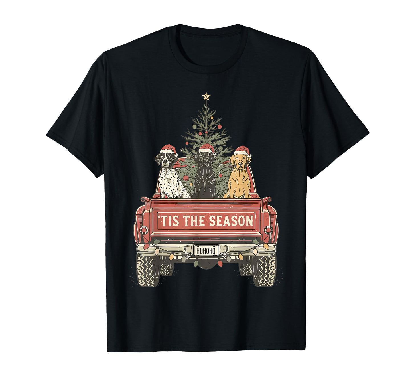 Tis The Season Hunting Dogs Car Truck Christmas Tree Holiday T-Shirt