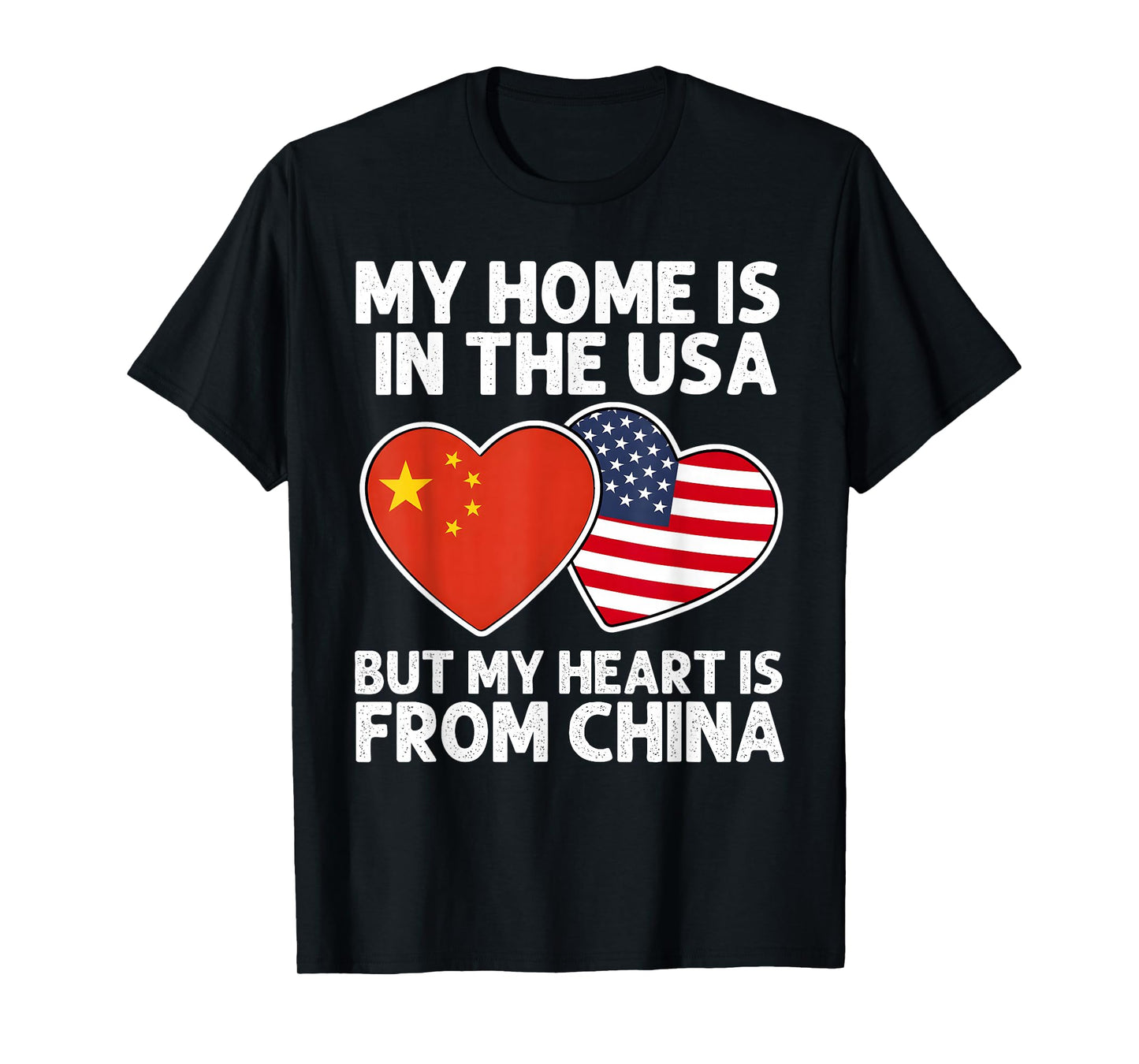 My Home USA My Heart China Chinese American Pride Flag T-Shirt
