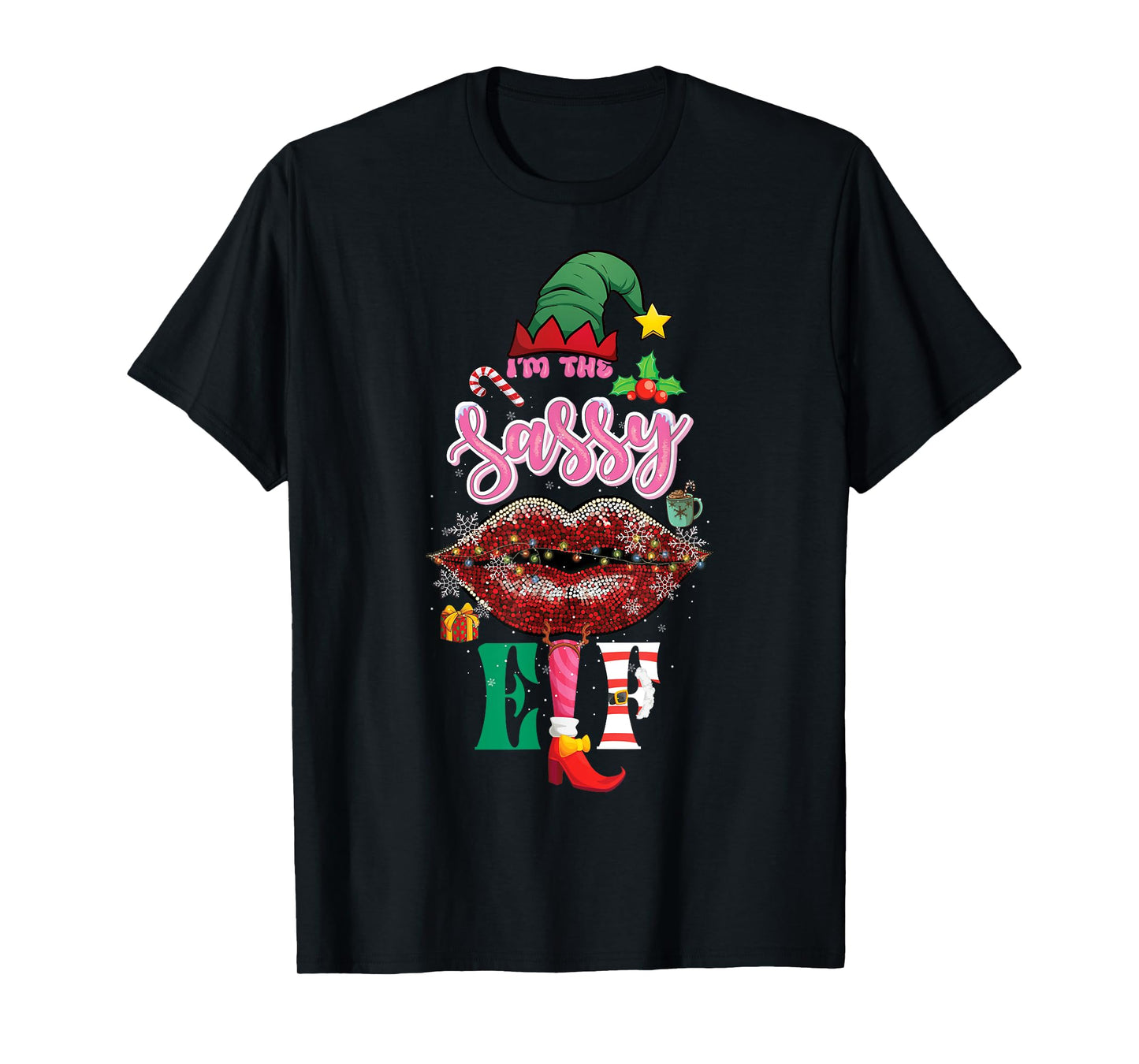 Funny Christmas Clothing I'm The Sassy Elf Sweet Lips Xmas T-Shirt