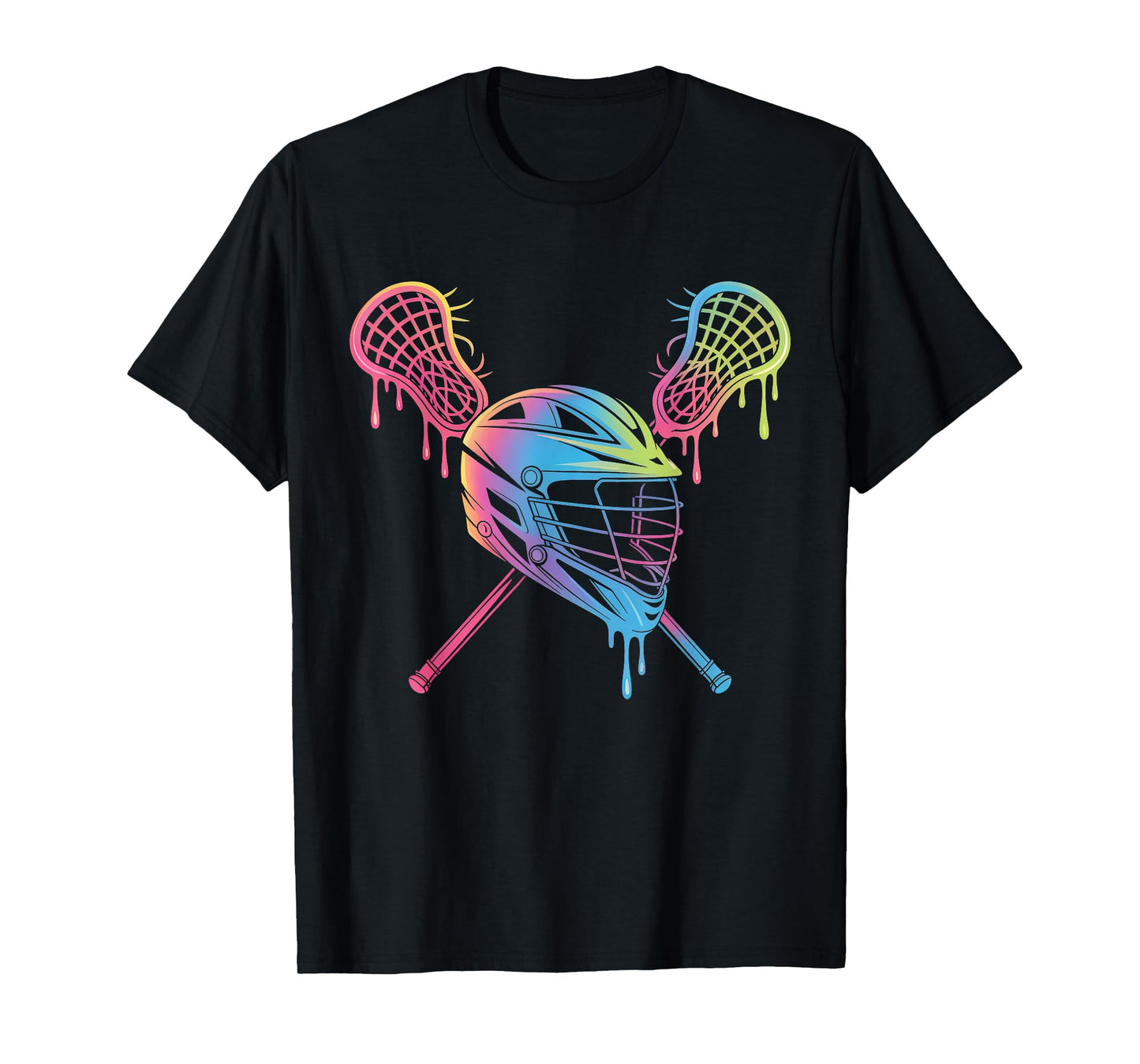 Lacrosse Drip Helmet Lax Sticks Melting Ice Cream Funny Tee T-Shirt